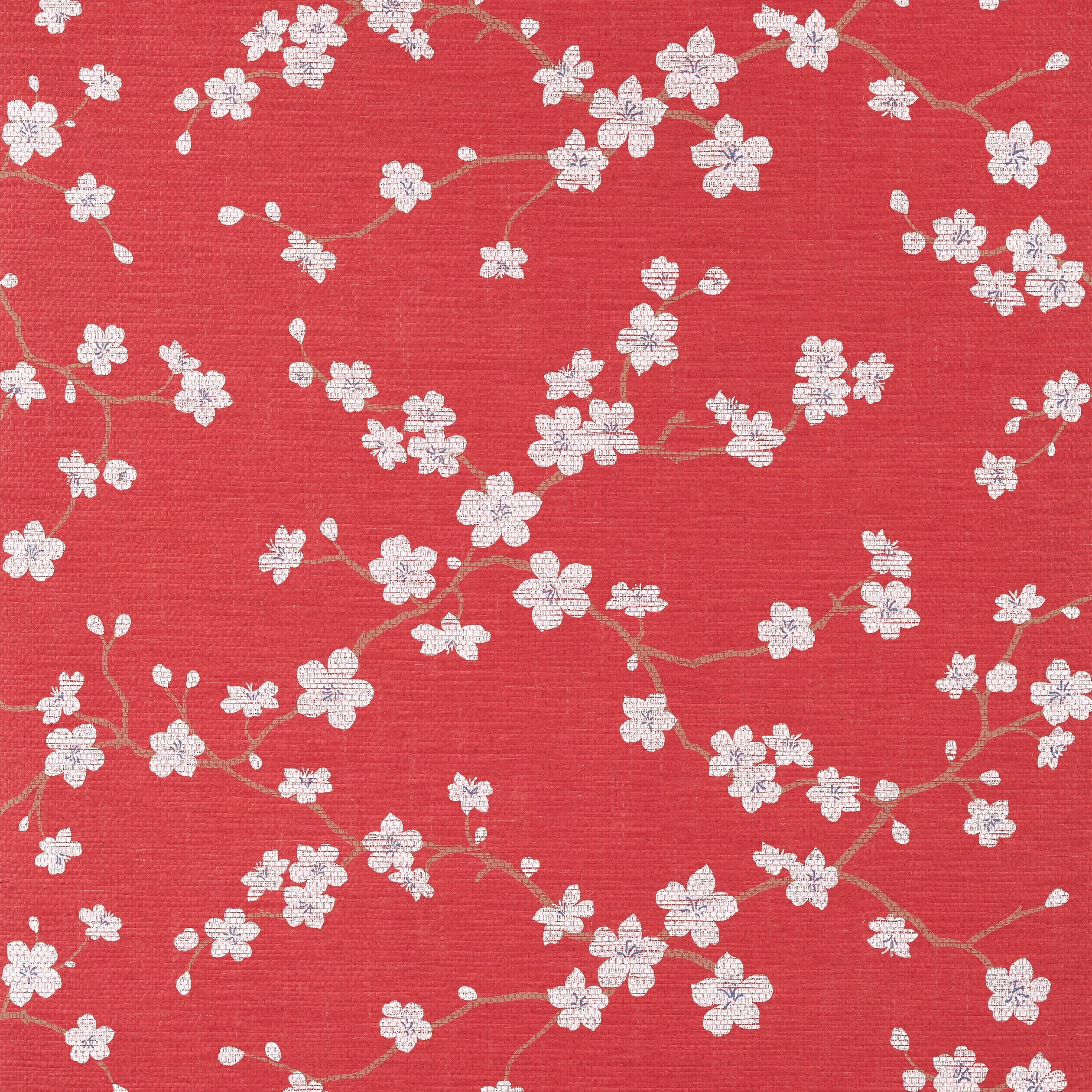 Sakura fabric in red color - pattern number T75513 - by Thibaut in the Dynasty collection