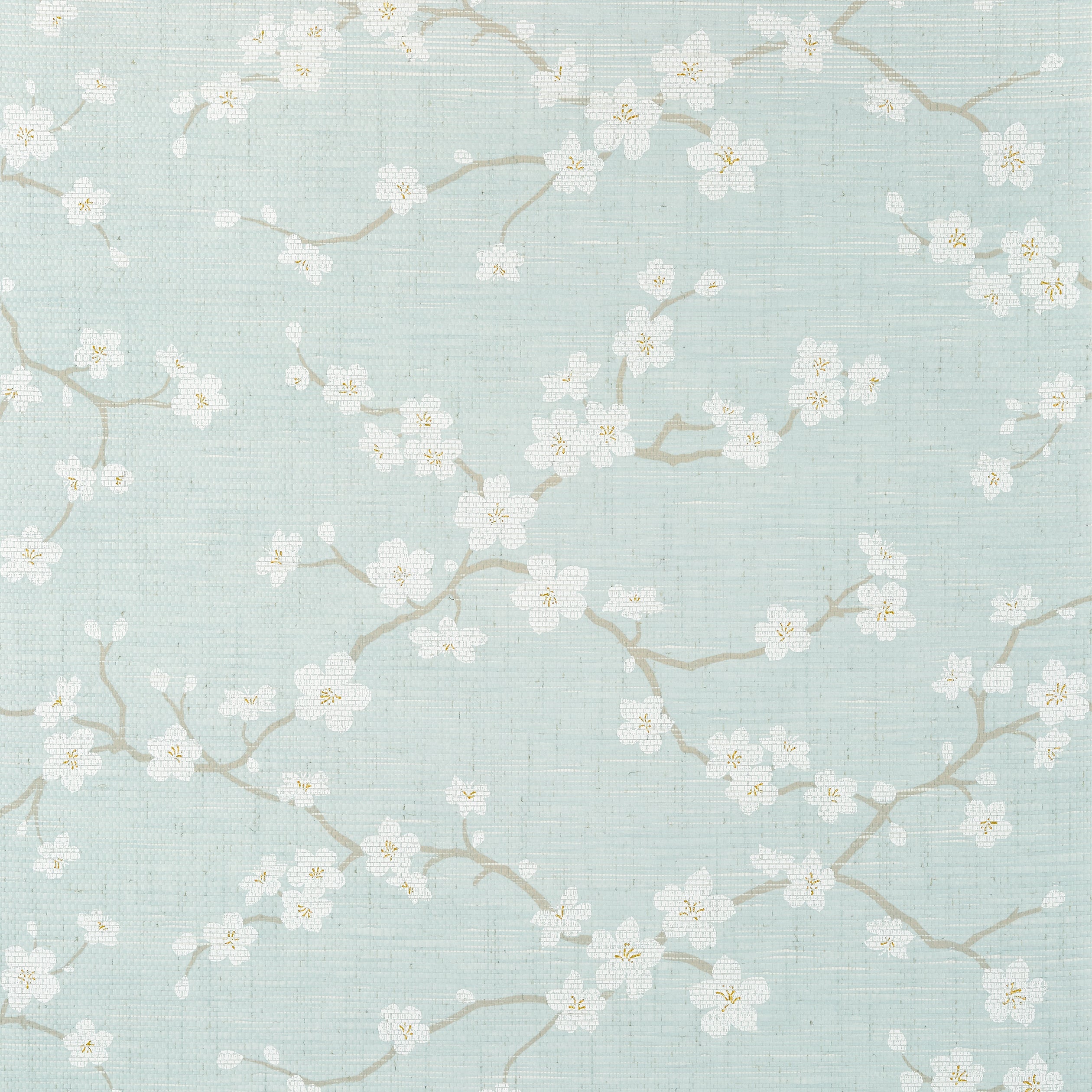 Sakura fabric in aqua color - pattern number T75516 - by Thibaut in the Dynasty collection