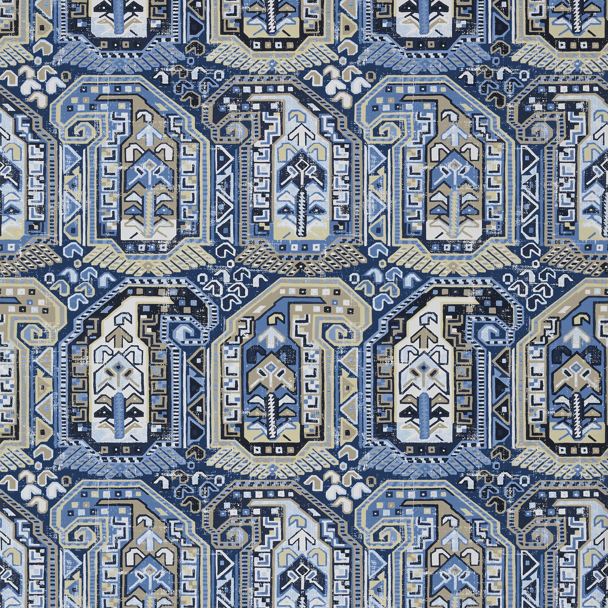 Gleniffer wallpaper in blue and beige color - pattern number T85022 - by Thibaut in the Greenwood collection