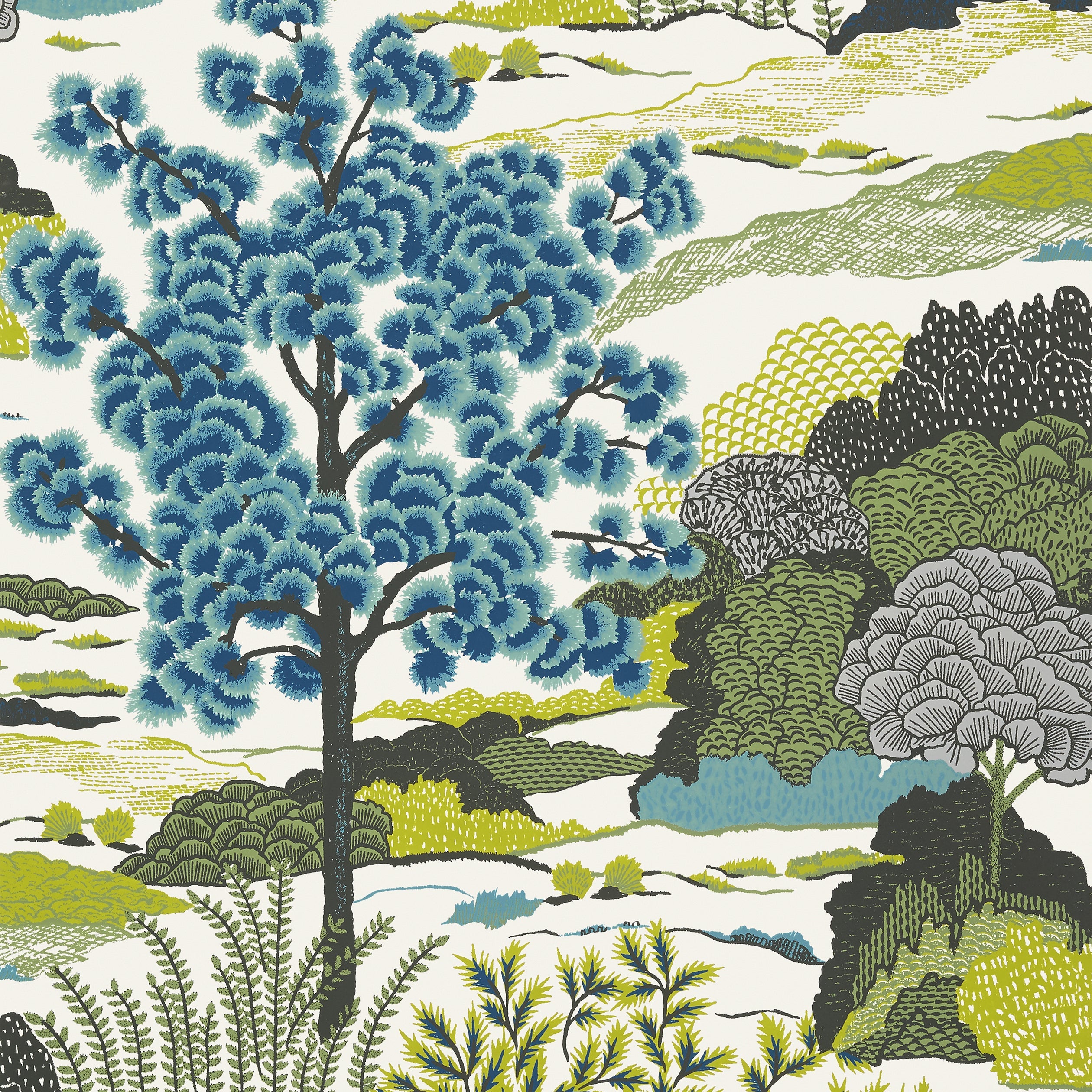 Daintree wallpaper in bluemoon color - pattern number T85040 - by Thibaut in the Greenwood collection