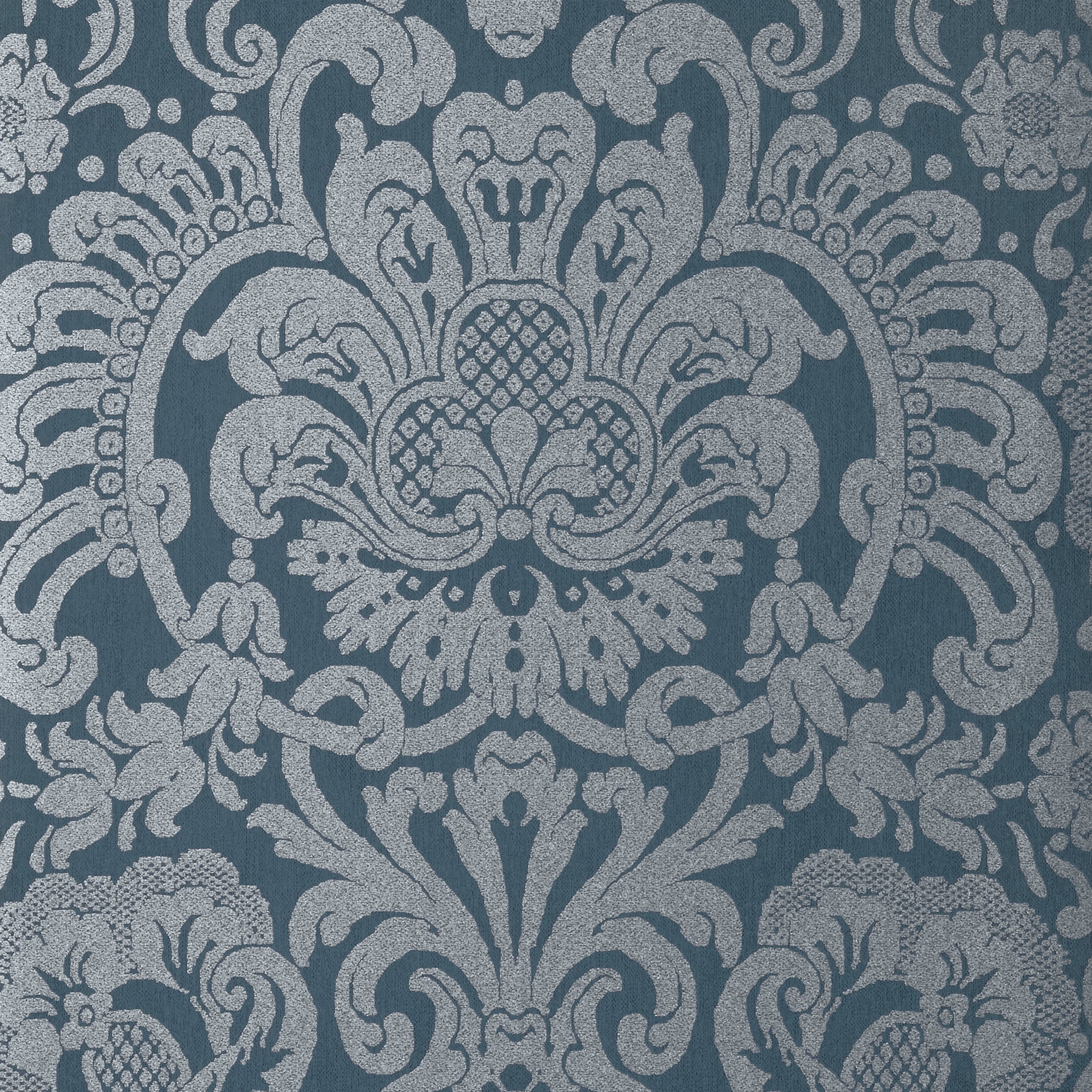Dorian Damask fabric in navy color - pattern number T89107 - by Thibaut in the Damask Resource Volume 4 collection