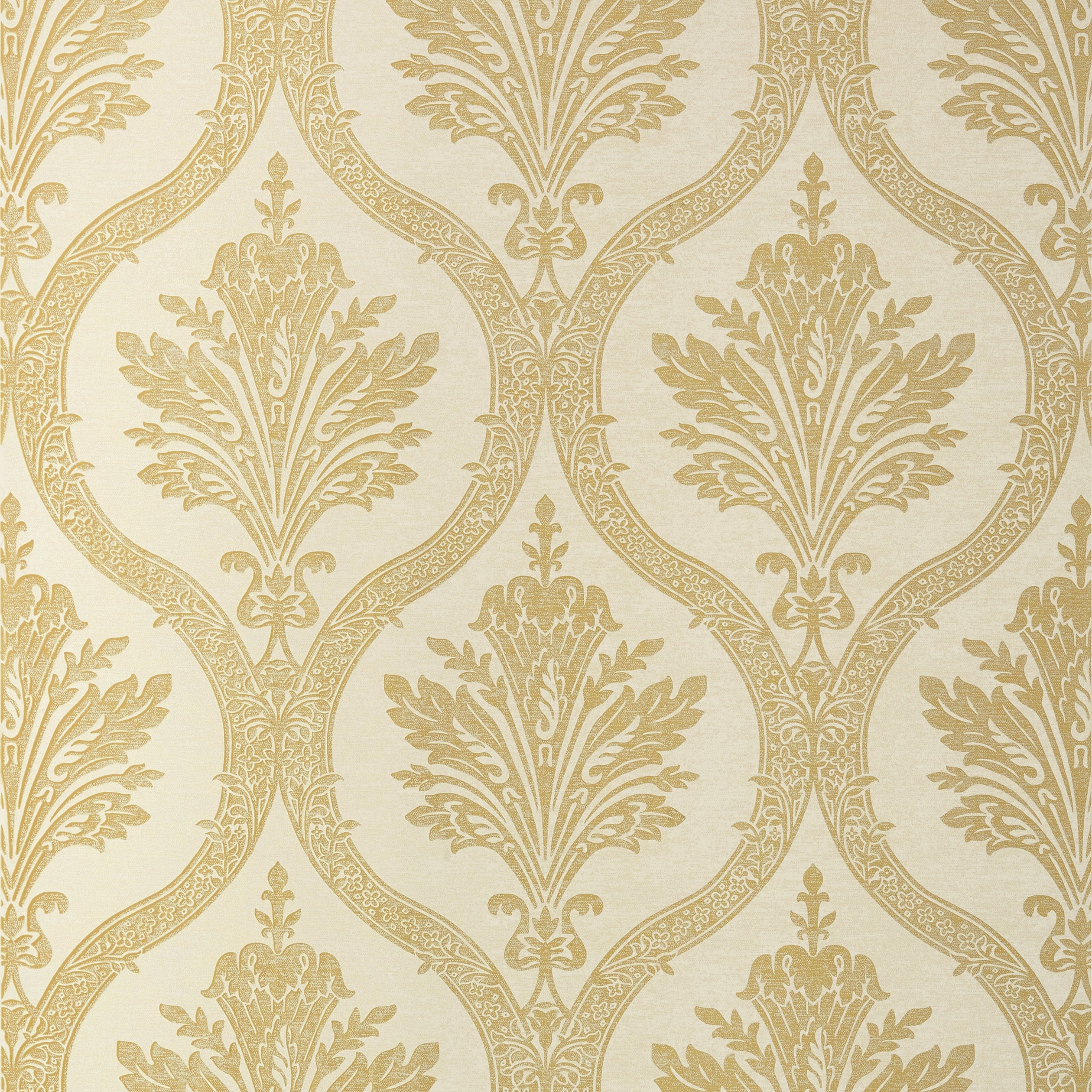 Clessidra fabric in metallic gold on cream color - pattern number T89159 - by Thibaut in the Damask Resource Volume 4 collection