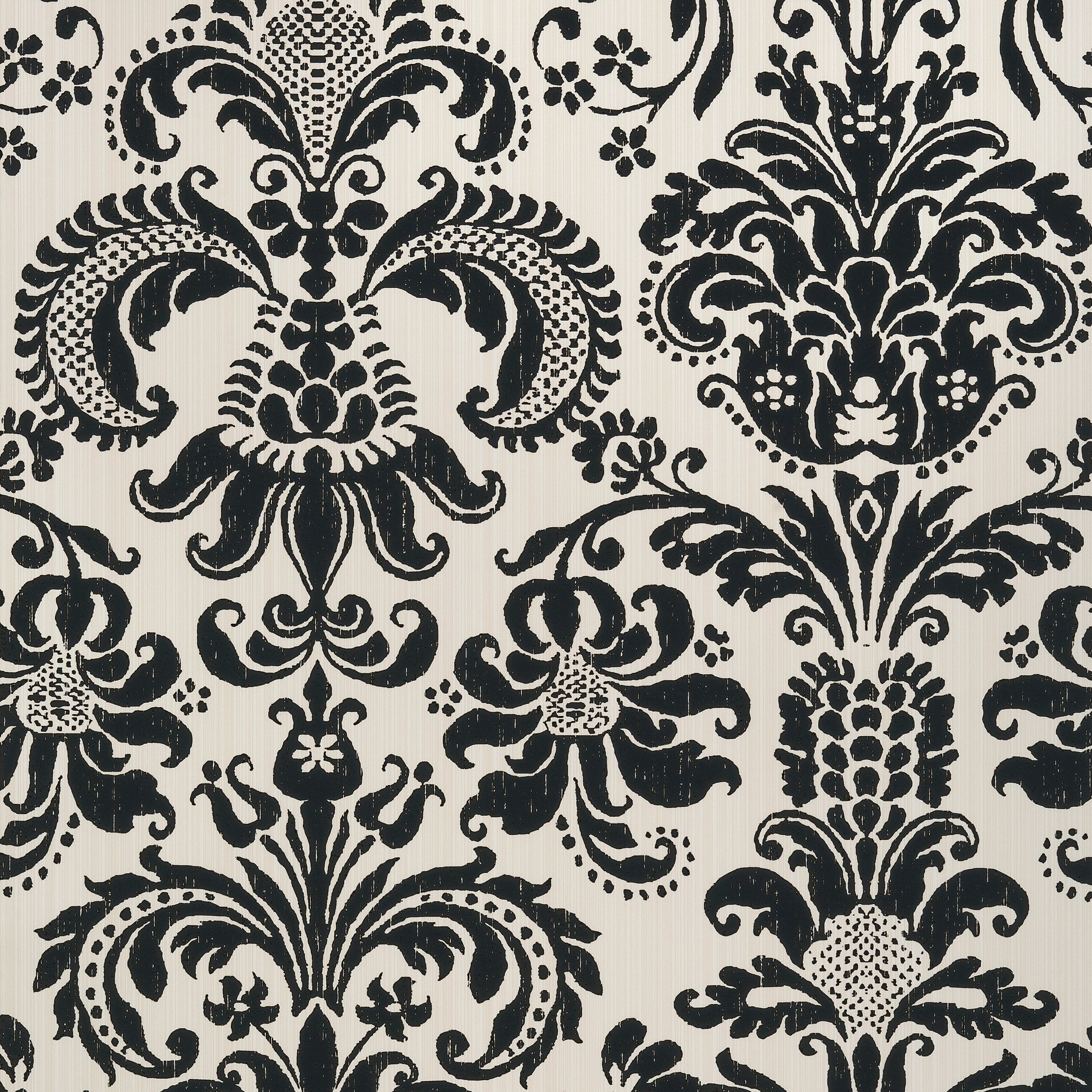Ashley Damask fabric in black on cream color - pattern number T89167 - by Thibaut in the Damask Resource Volume 4 collection