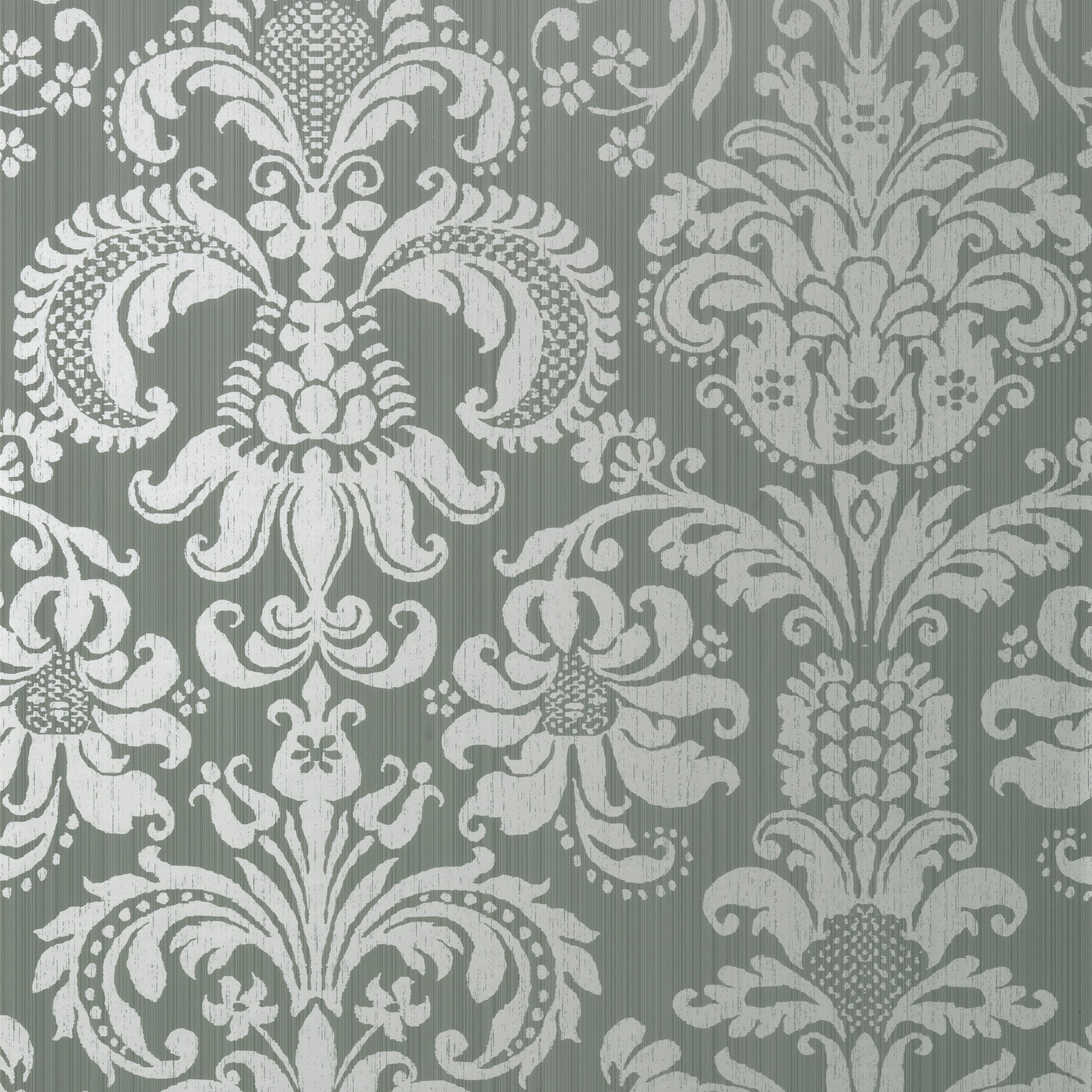 Ashley Damask fabric in silver on gray color - pattern number T89171 - by Thibaut in the Damask Resource Volume 4 collection
