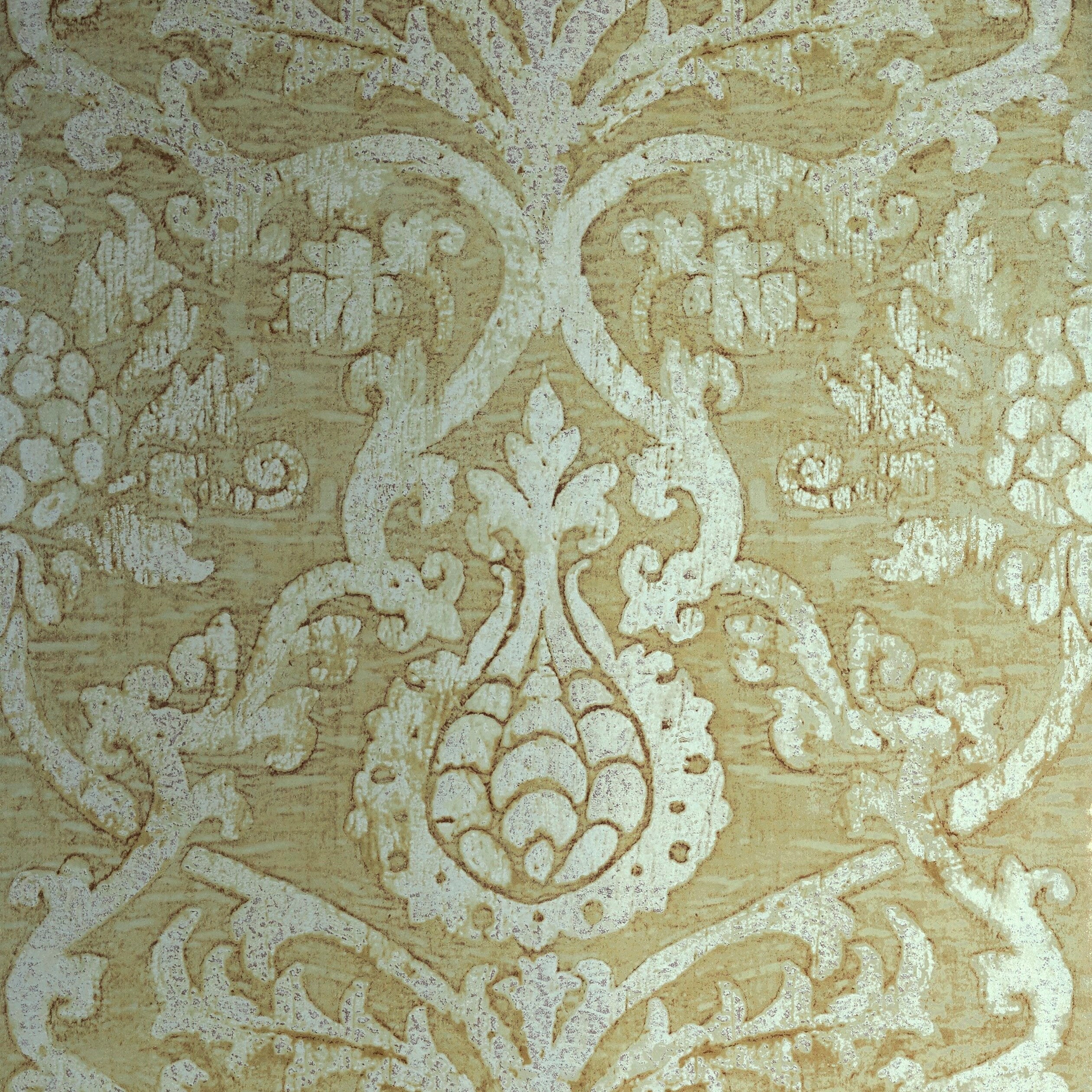 Pravata Damask fabric in champagne on foil color - pattern number T89178 - by Thibaut in the Damask Resource Volume 4 collection