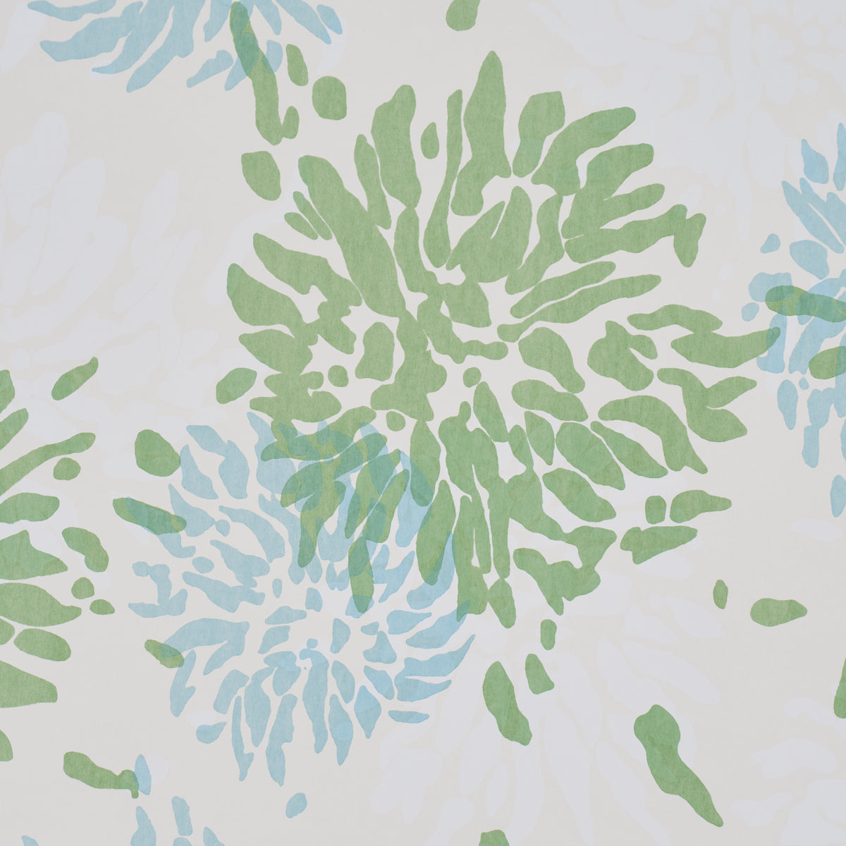 Chrysanthemum By Tillett Wallpaper in green and sky color - pattern number TL800000 - by Schumacher in the Tillett collection