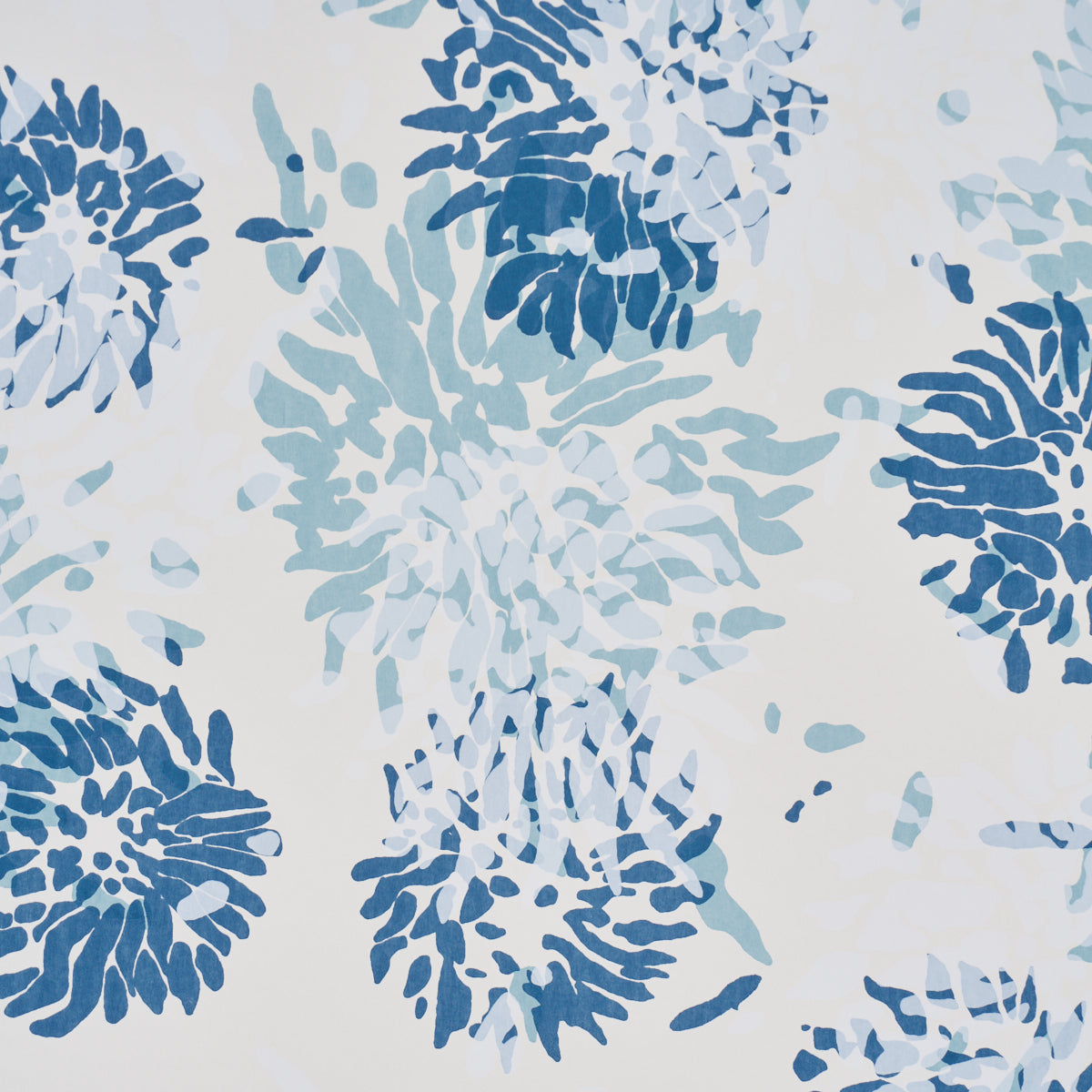 Chrysanthemum By Tillett Wallpaper in blues color - pattern number TL800001 - by Schumacher in the Tillett collection
