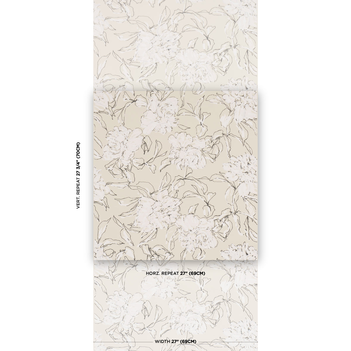 Peony Silhouette Wallpaper in graphite color - pattern number TL800011 - by Schumacher in the Tillett collection