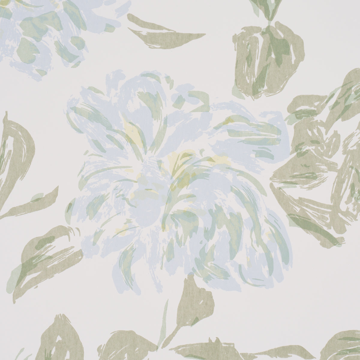 Peony Wallpaper in green and soft blue color - pattern number TL800020 - by Schumacher in the Tillett collection