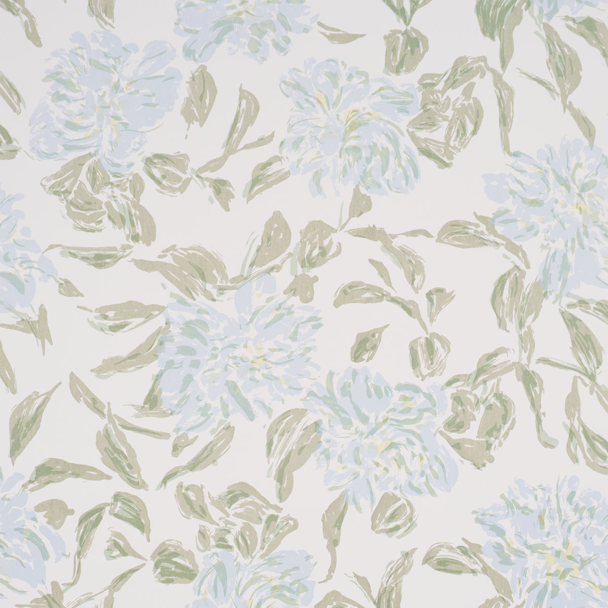 Peony Wallpaper in green and soft blue color - pattern number TL800020 - by Schumacher in the Tillett collection