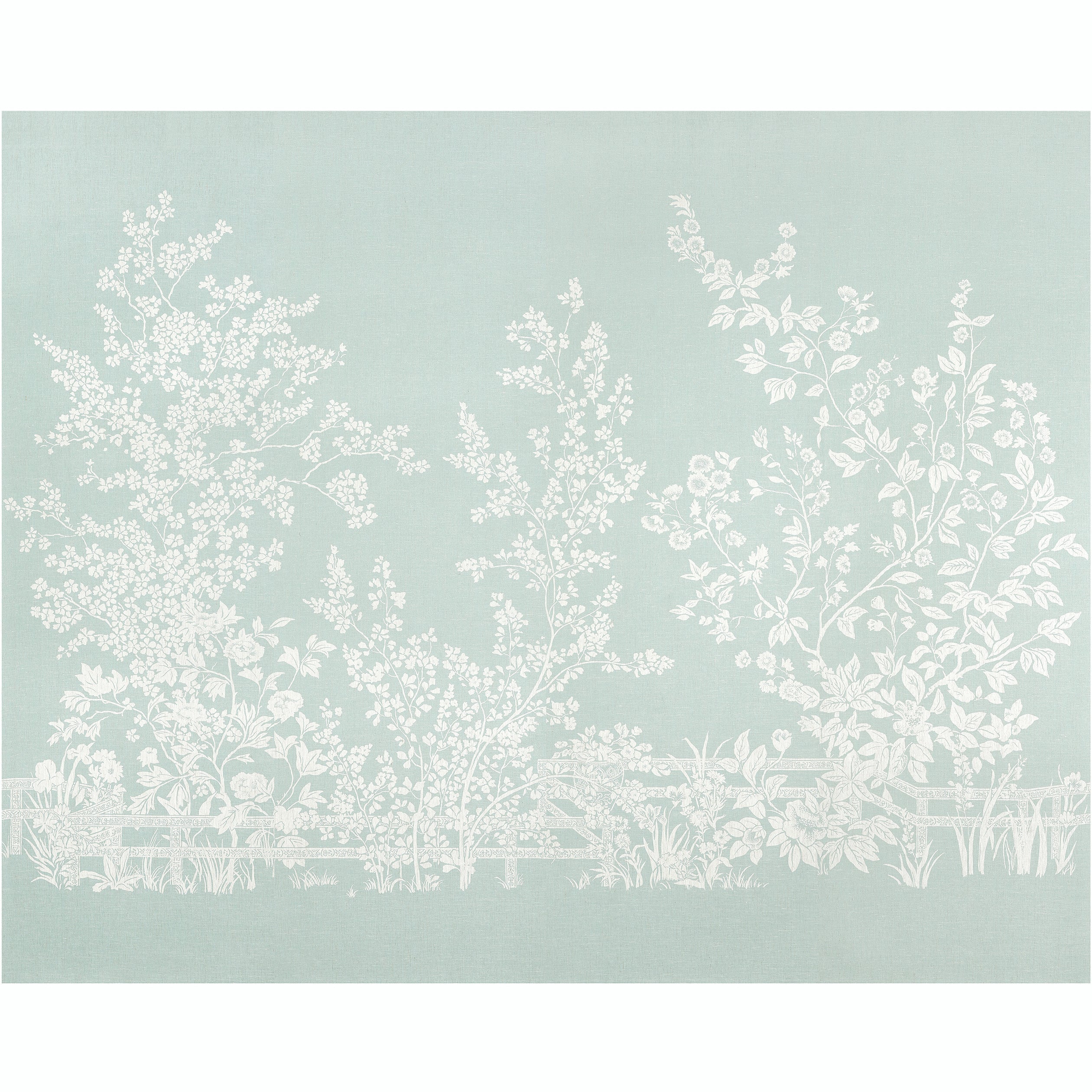 Villa Garden mural in robins egg color - pattern number TM10854 - by Thibaut in the Heritage by Thibaut collection