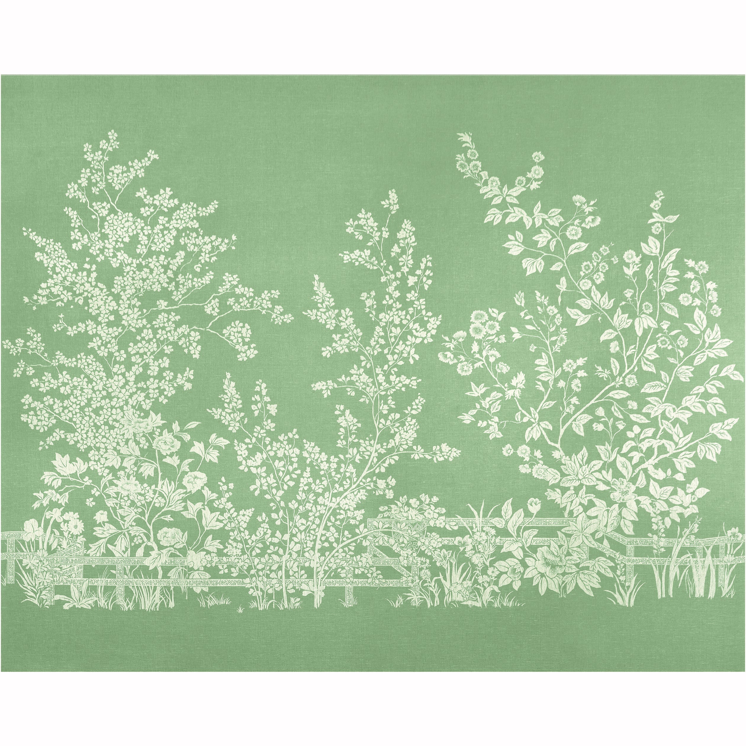 Villa Garden mural in green color - pattern number TM10855 - by Thibaut in the Heritage by Thibaut collection