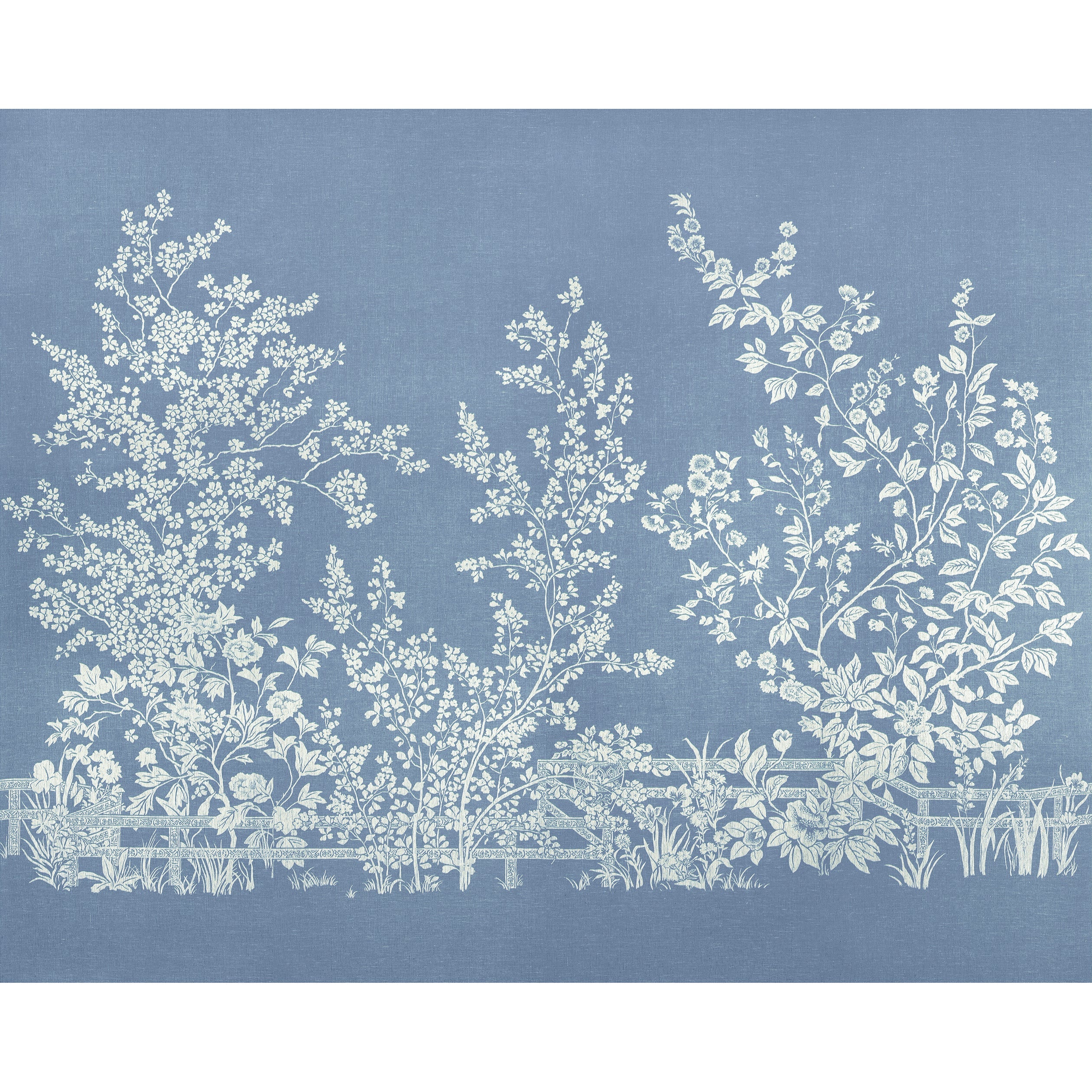 Villa Garden mural in navy 4 panel mural color - pattern number TM10856 - by Thibaut in the Heritage by Thibaut collection