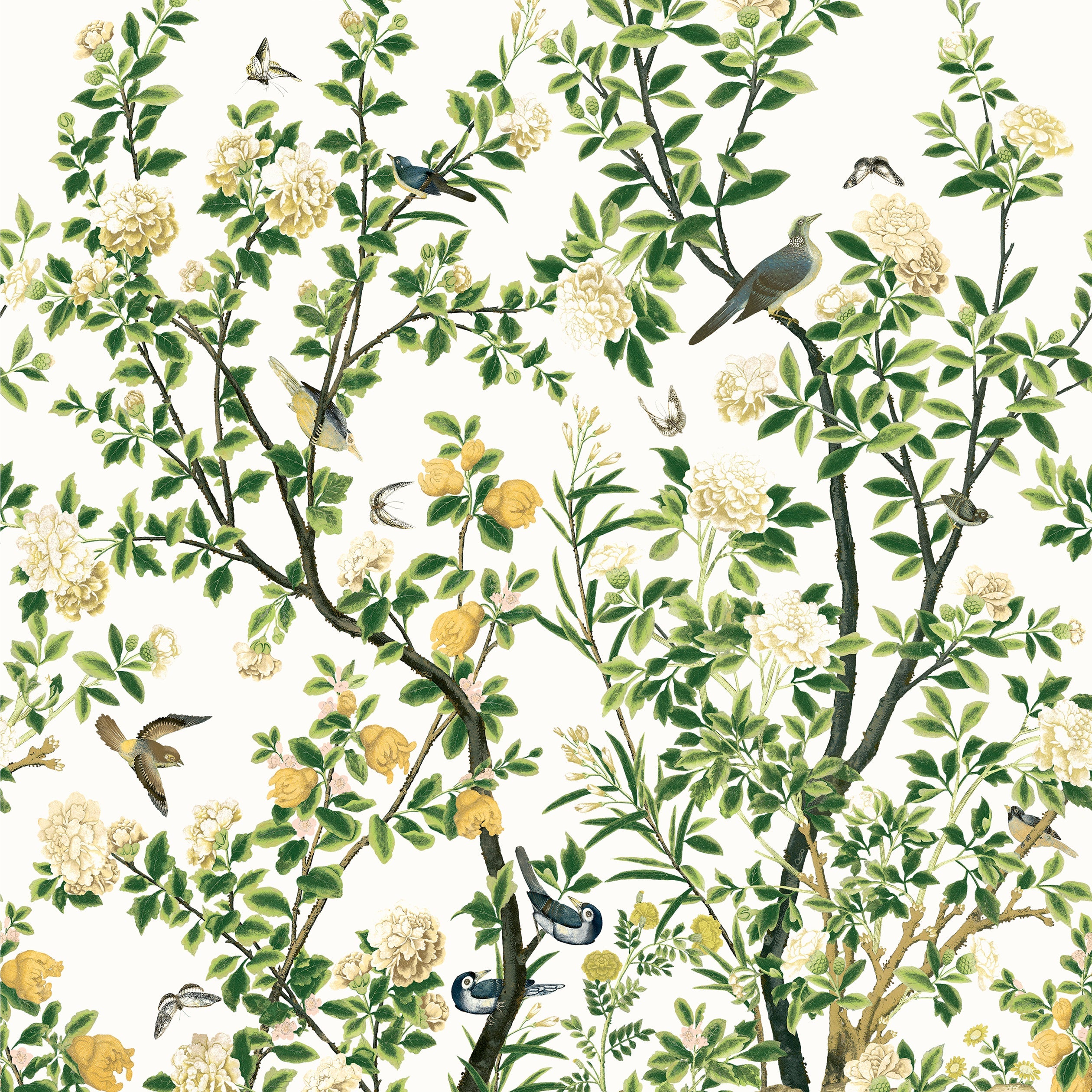 Jardin Bloom mural in white color - pattern number TM13666 - by Thibaut in the Grand Palace collection