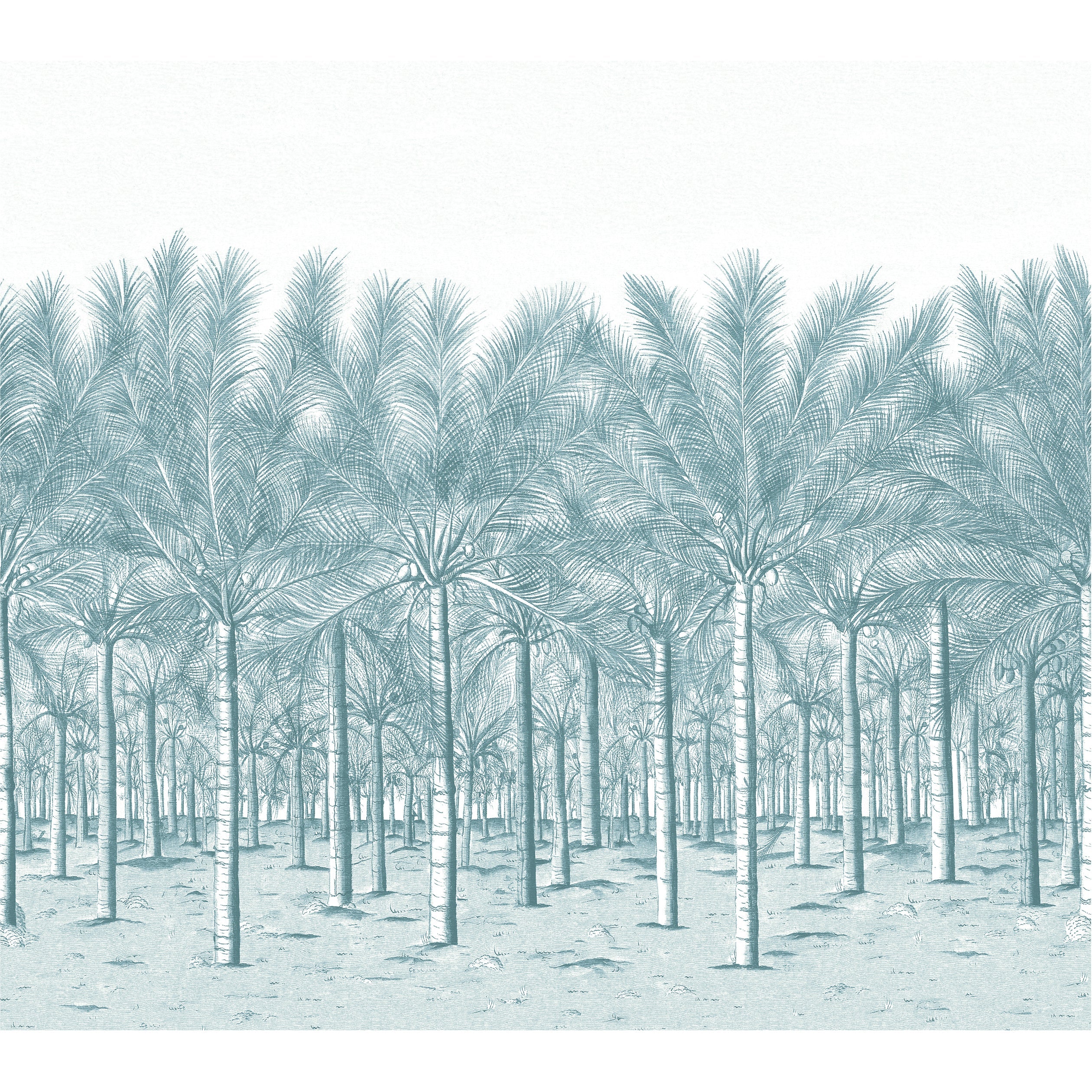 Palm Grove mural in spa blue color - pattern number TM13949 - by Thibaut in the Palm Grove collection