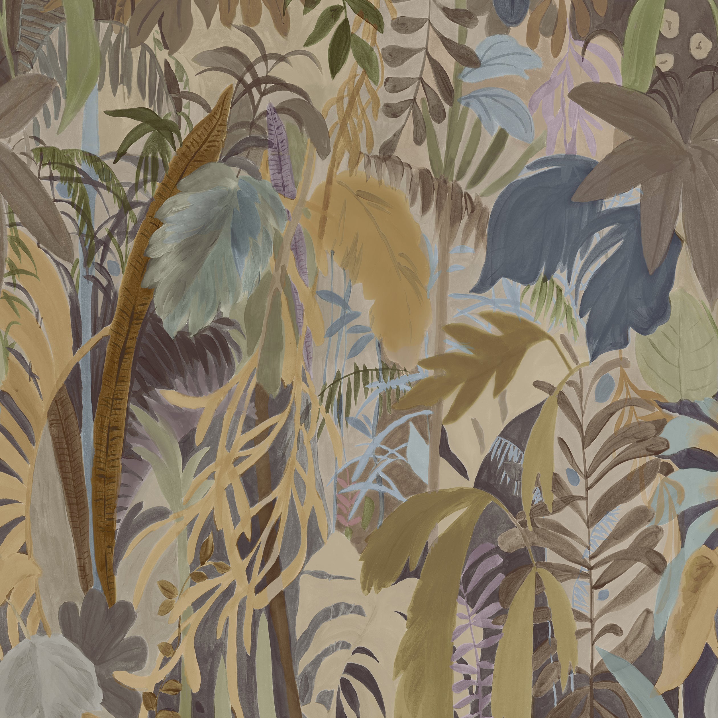 Rainforest fabric in neutral on metallic color - pattern number TM15854 - by Thibaut in the Islander collection
