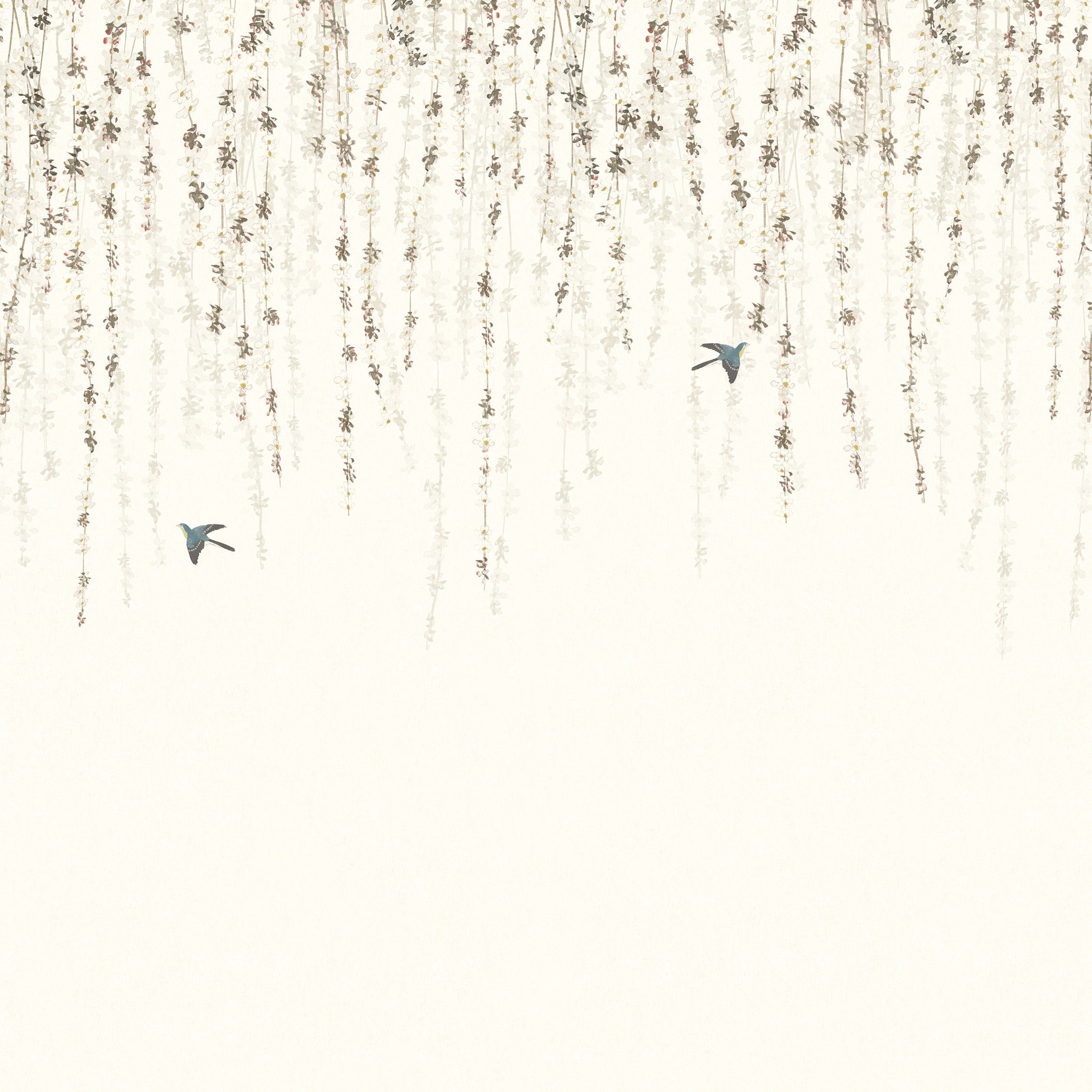Blossom Mural 2 Panel mural in white color - pattern number TM24451 - by Thibaut in the Yutori collection