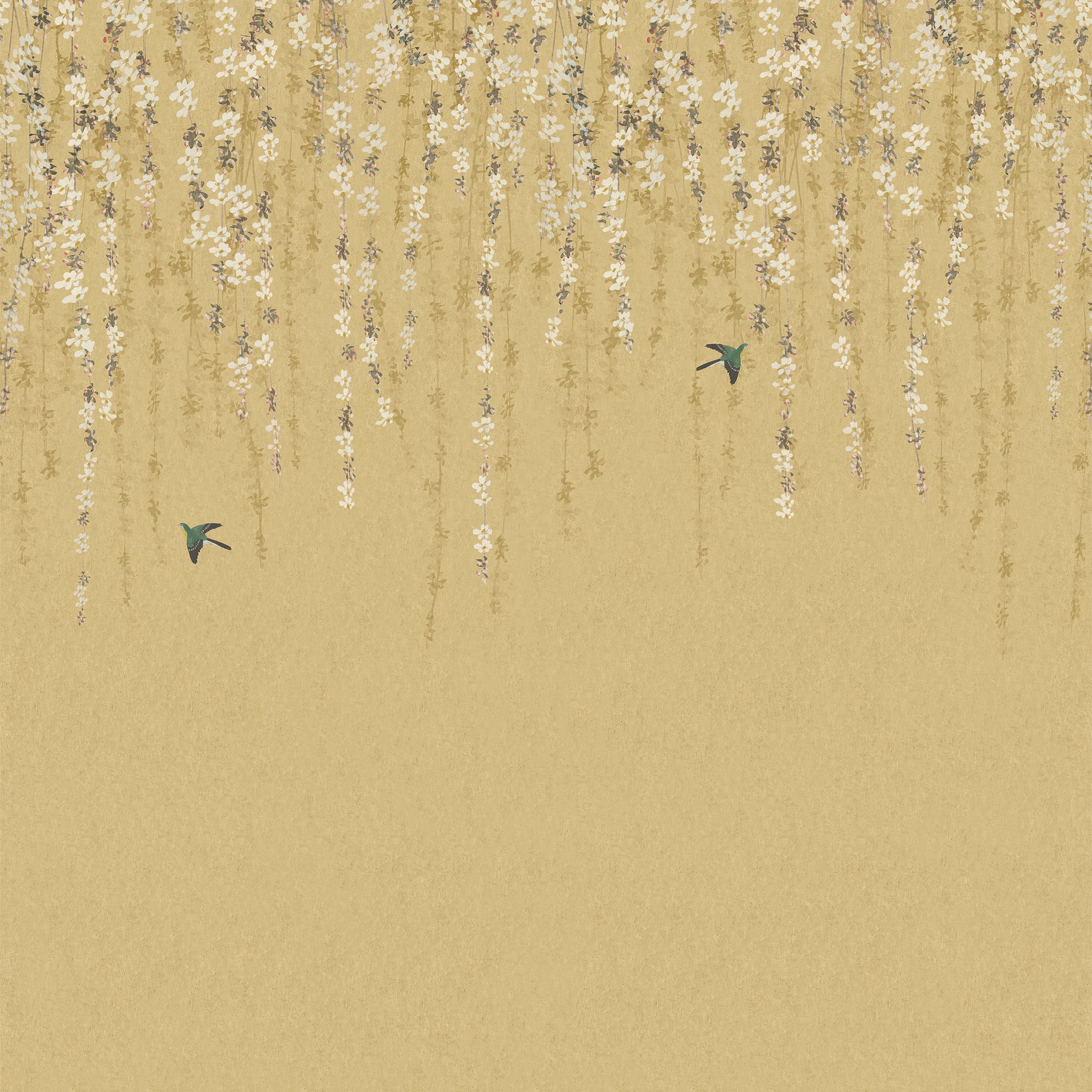 Blossom Mural 2 Panel mural in gold color - pattern number TM24452 - by Thibaut in the Yutori collection