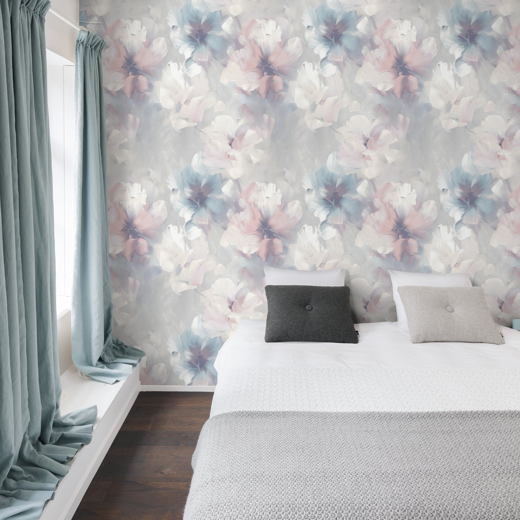 Classical Floral All-over Wallpaper in grey color - pattern number VE3002 - by Grandeco in the Very collection