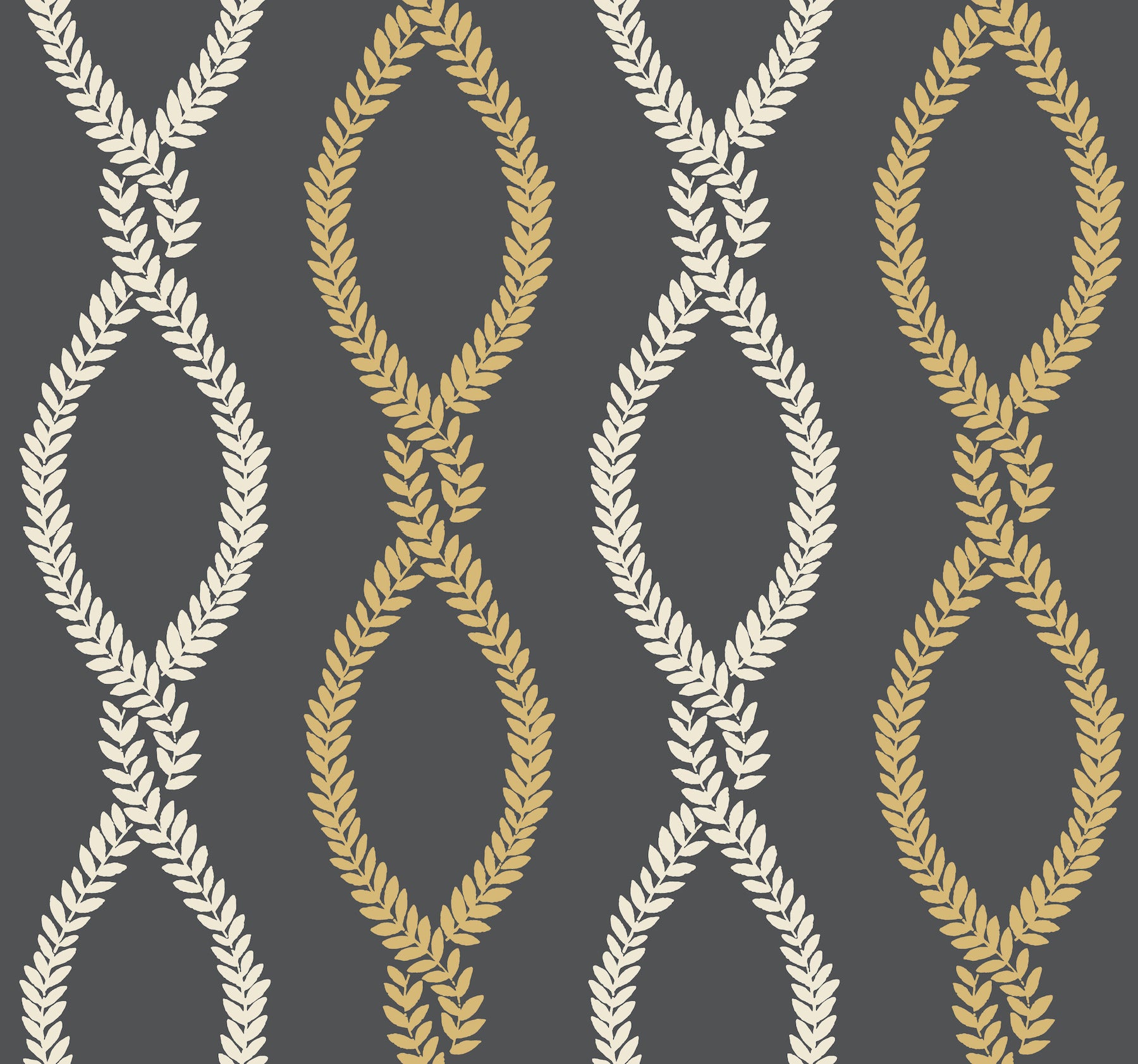 Laureate wallpaper in off black color - pattern number VP1324 - by Antonina Vella in the Jardin collection