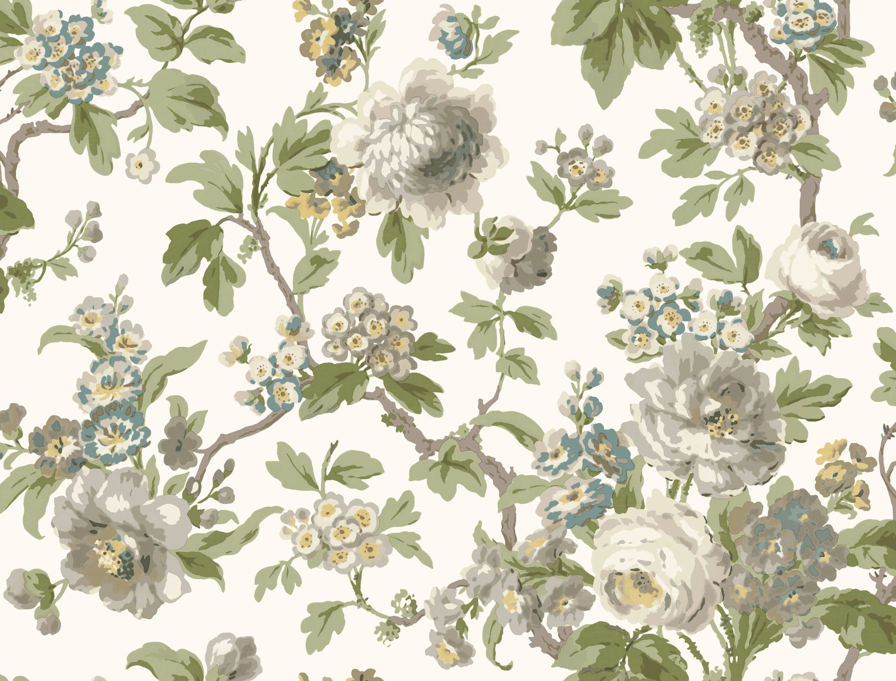 Beatrix wallpaper in neutral and sage color - pattern number VP1353 - by Antonina Vella in the Jardin collection