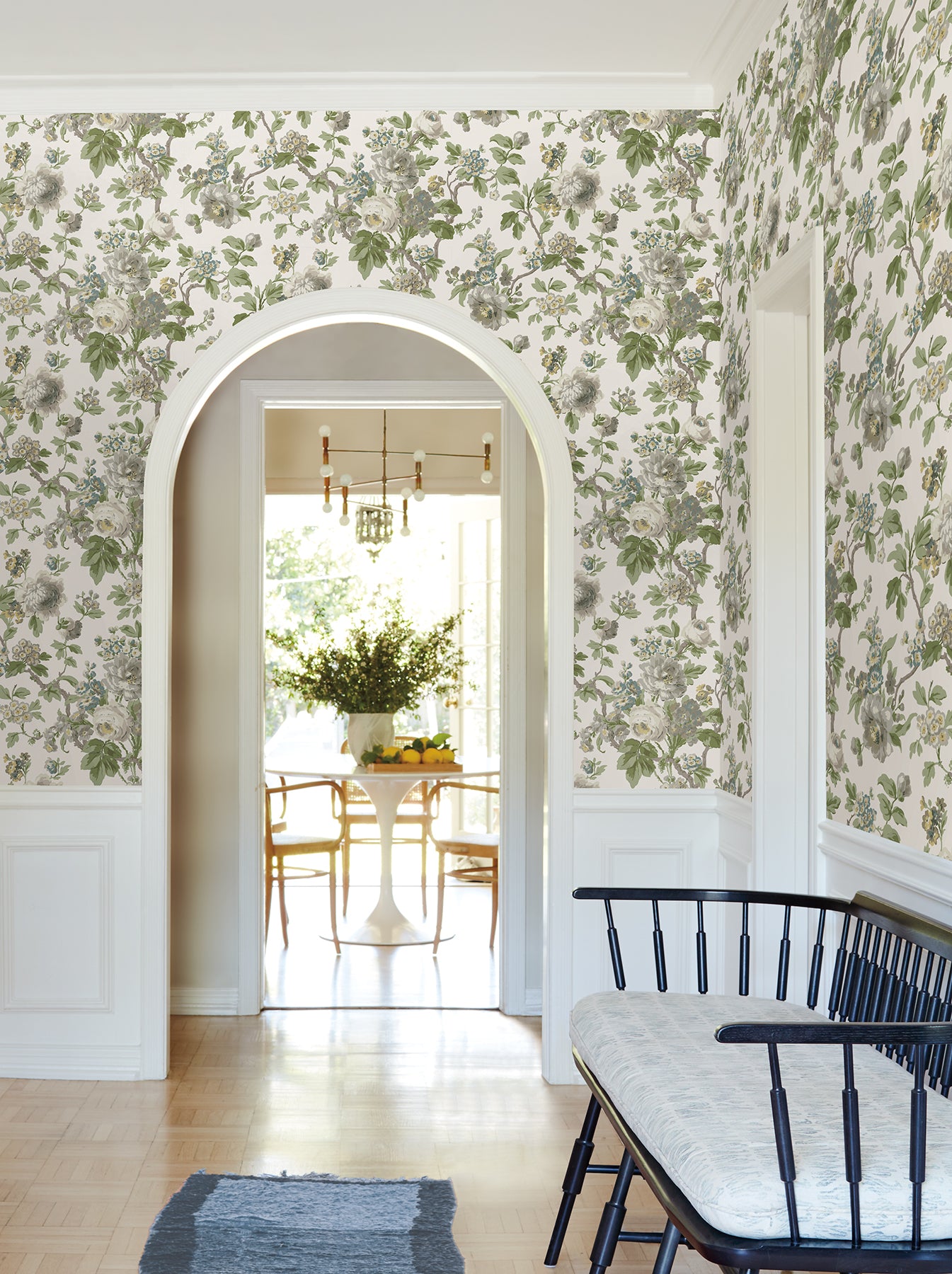 Beatrix wallpaper in neutral and sage color - pattern number VP1353 - by Antonina Vella in the Jardin collection