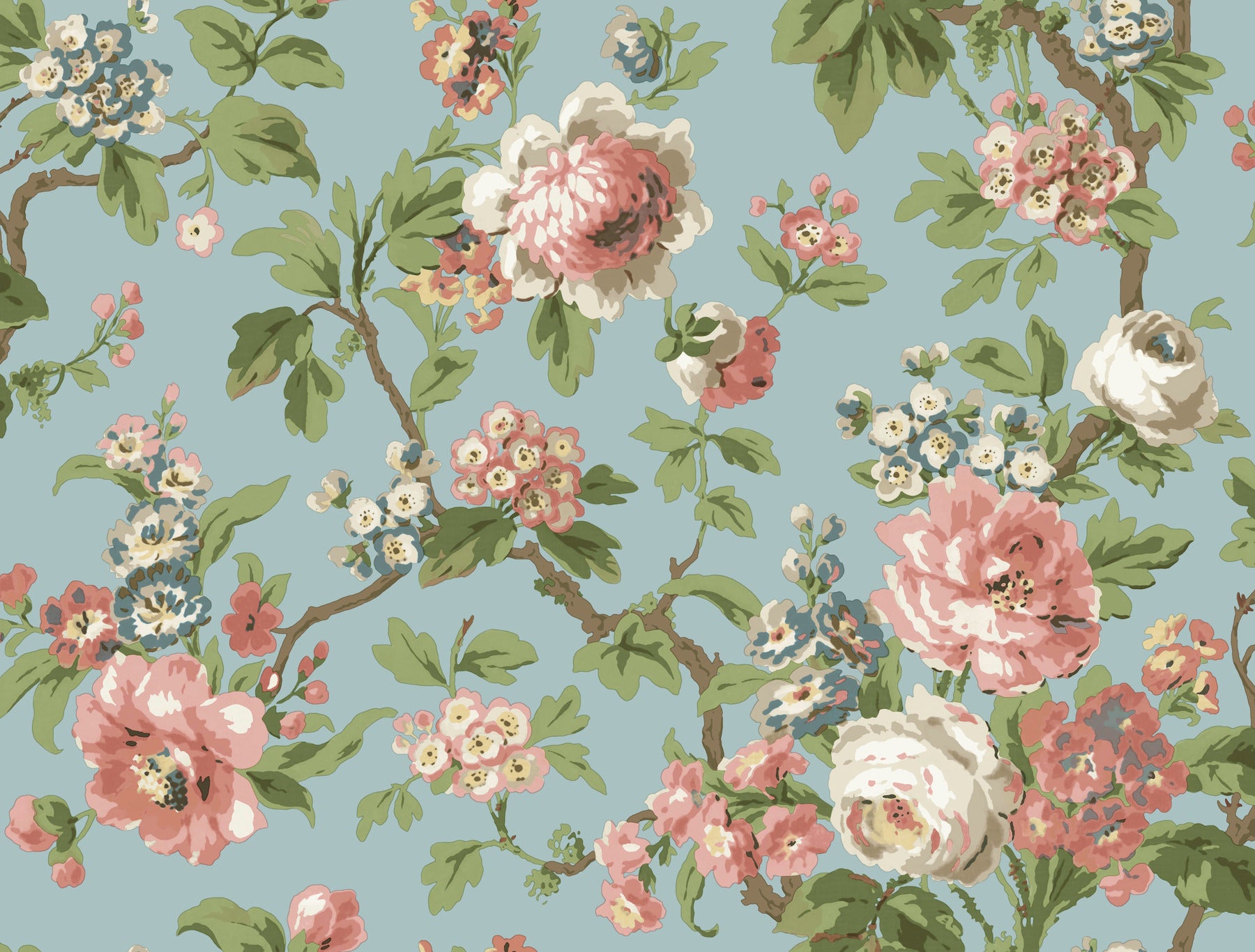Beatrix wallpaper in sky blue color - pattern number VP1354 - by Antonina Vella in the Jardin collection