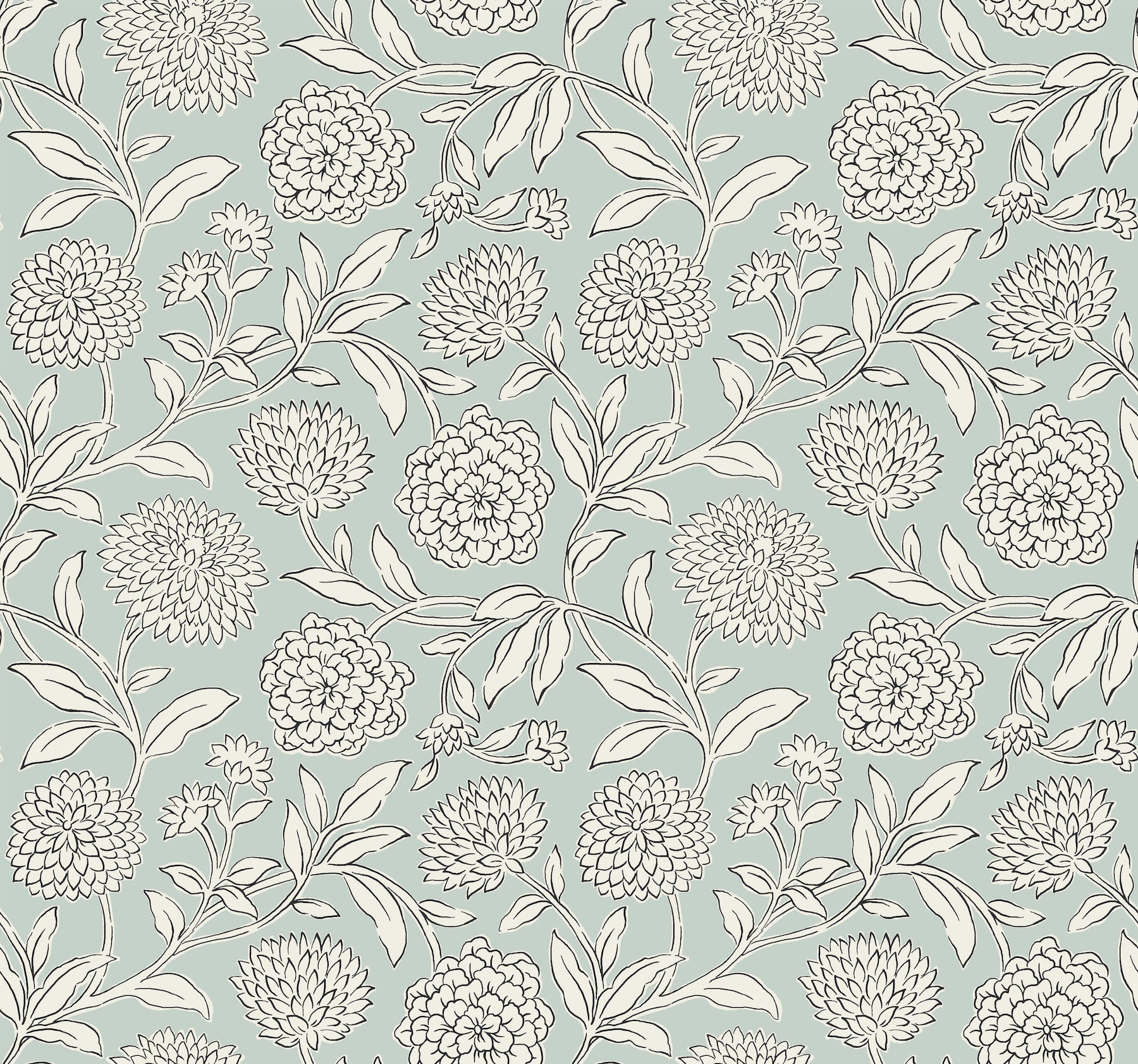 Chatsworth Garden wallpaper in sky blue color - pattern number VP1361 - by Antonina Vella in the Jardin collection