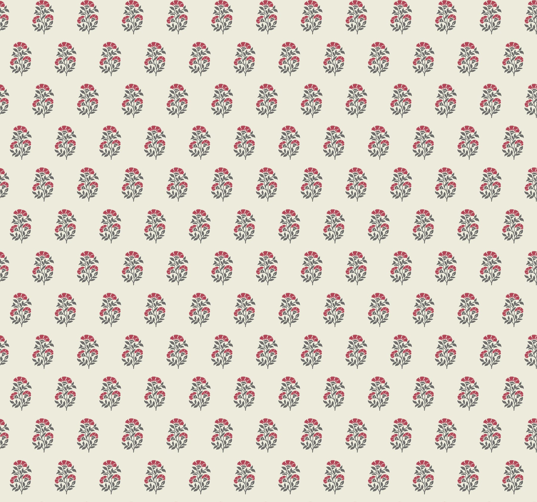 Sylvie wallpaper in red and charcoal color - pattern number VP1381 - by Antonina Vella in the Jardin collection