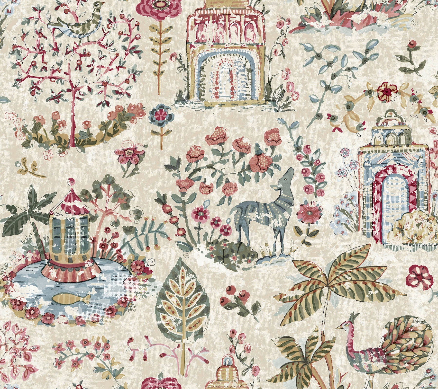 Parc wallpaper in mulberry color - pattern number VP1403 - by Antonina Vella in the Jardin collection