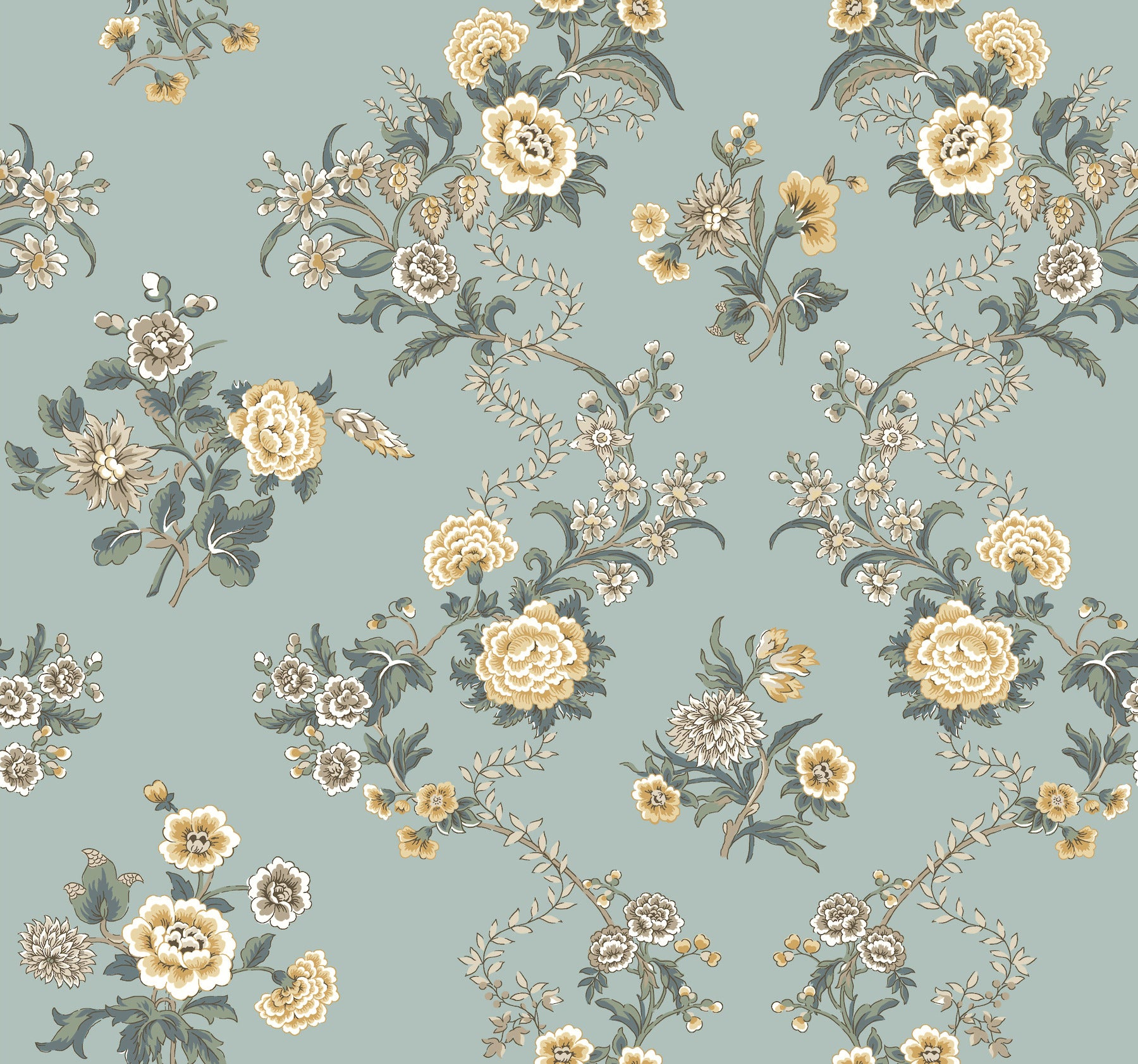 Genevieve wallpaper in harbor blue color - pattern number VP1422 - by Antonina Vella in the Jardin collection