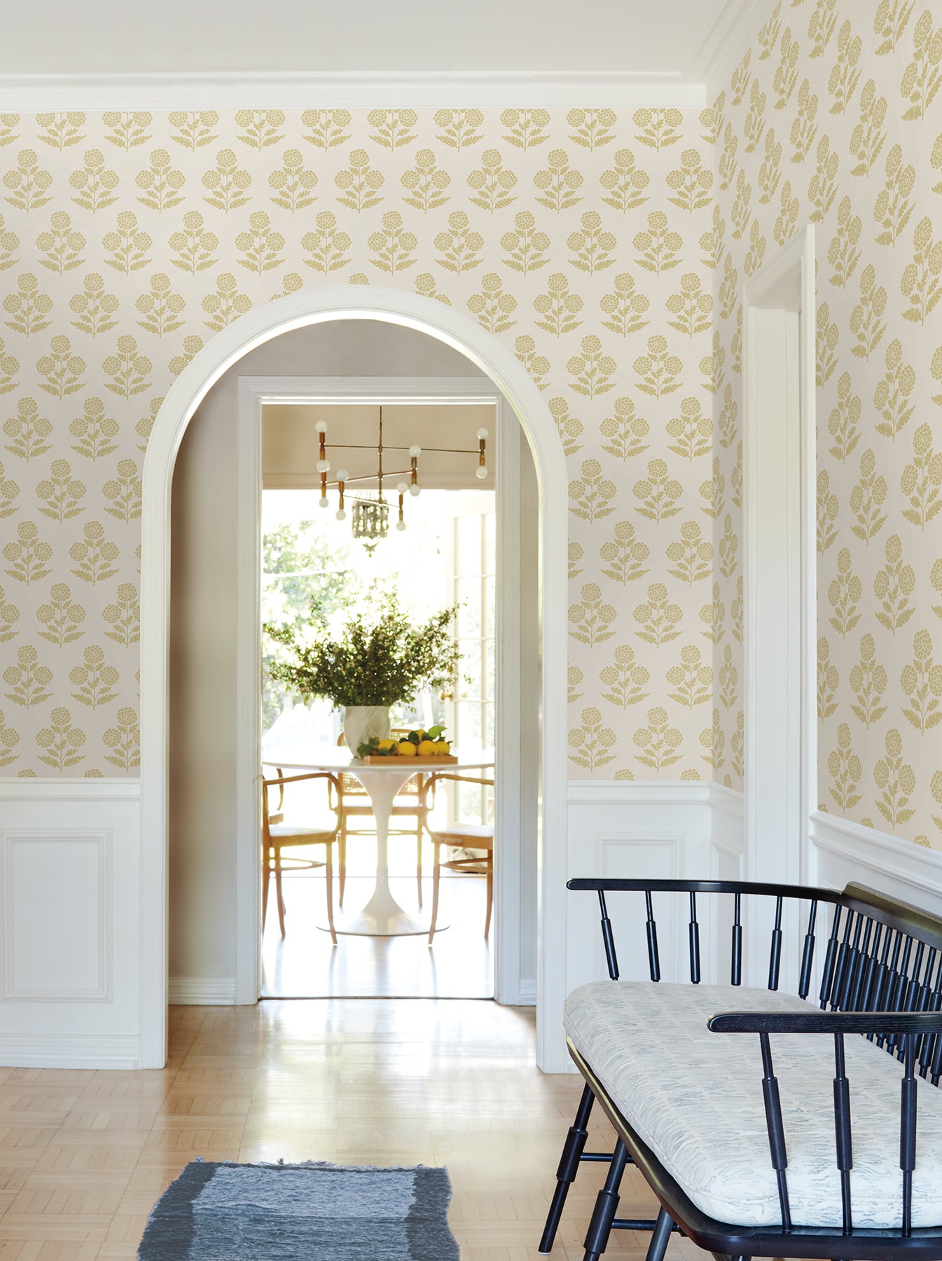 Souci wallpaper in saffron color - pattern number VP1432 - by Antonina Vella in the Jardin collection