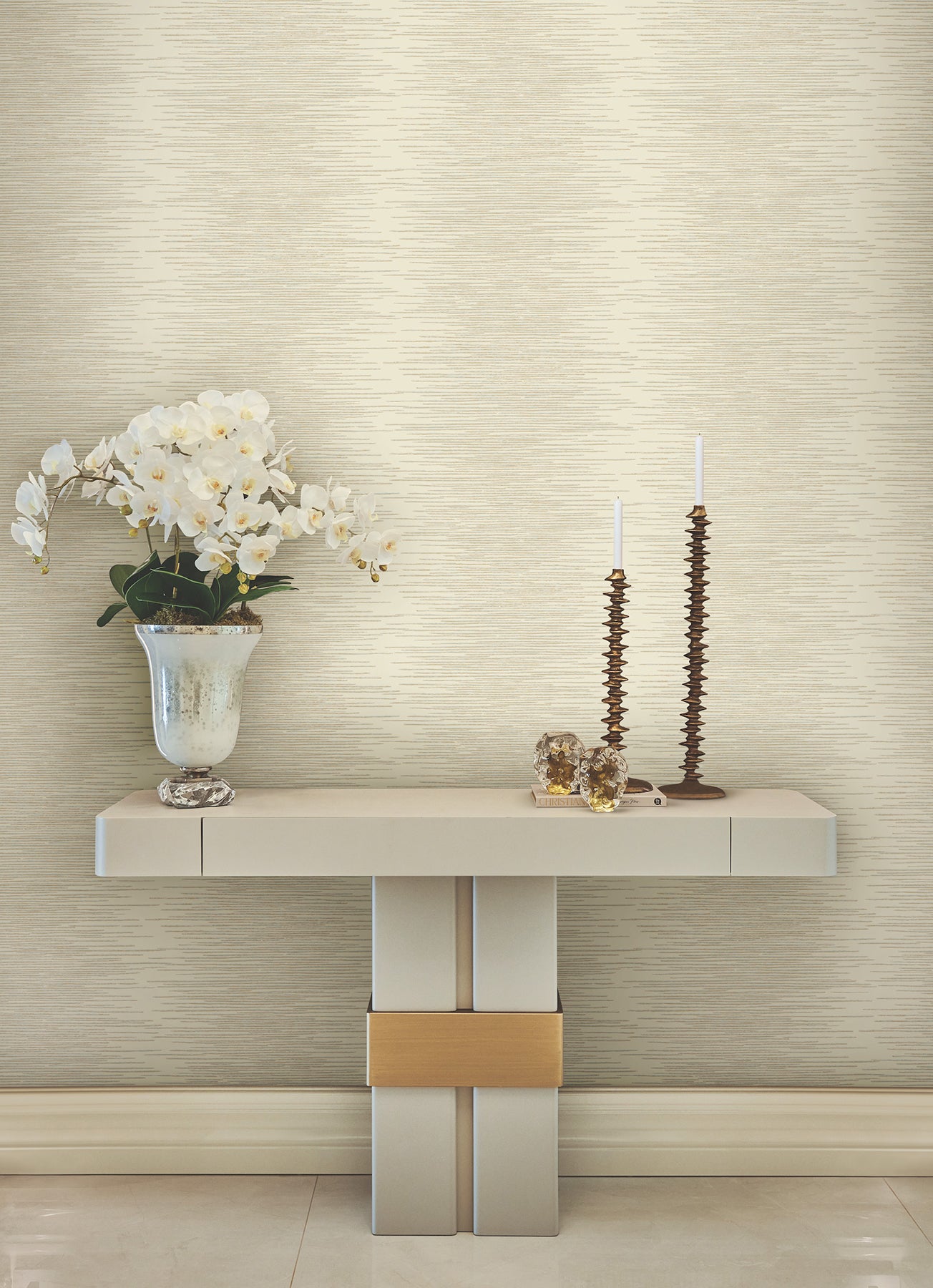 Operetta wallpaper in cream color - pattern number VR1501 - by Ronald Redding in the Caviar collection