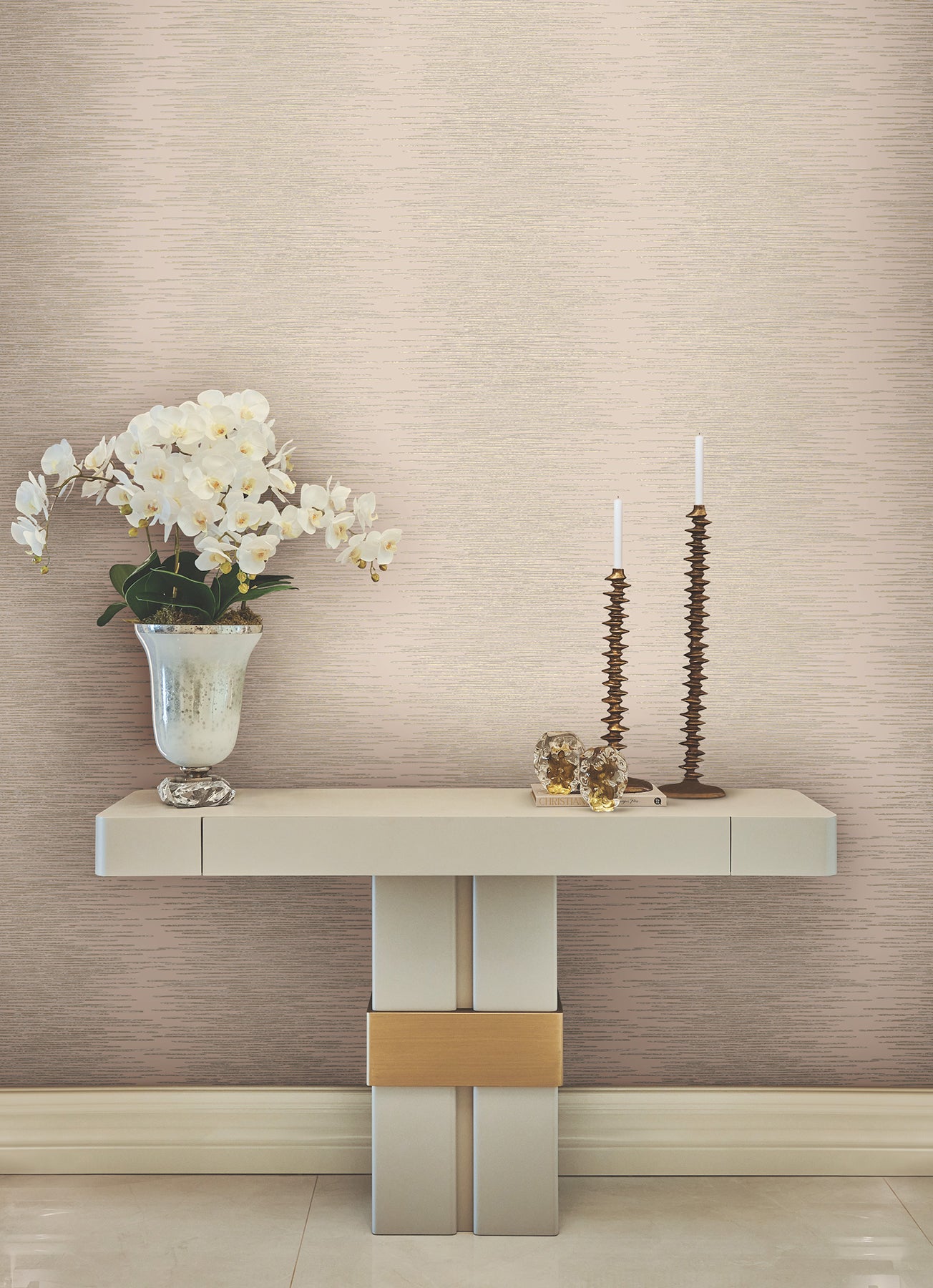 Operetta wallpaper in blush color - pattern number VR1502 - by Ronald Redding in the Caviar collection