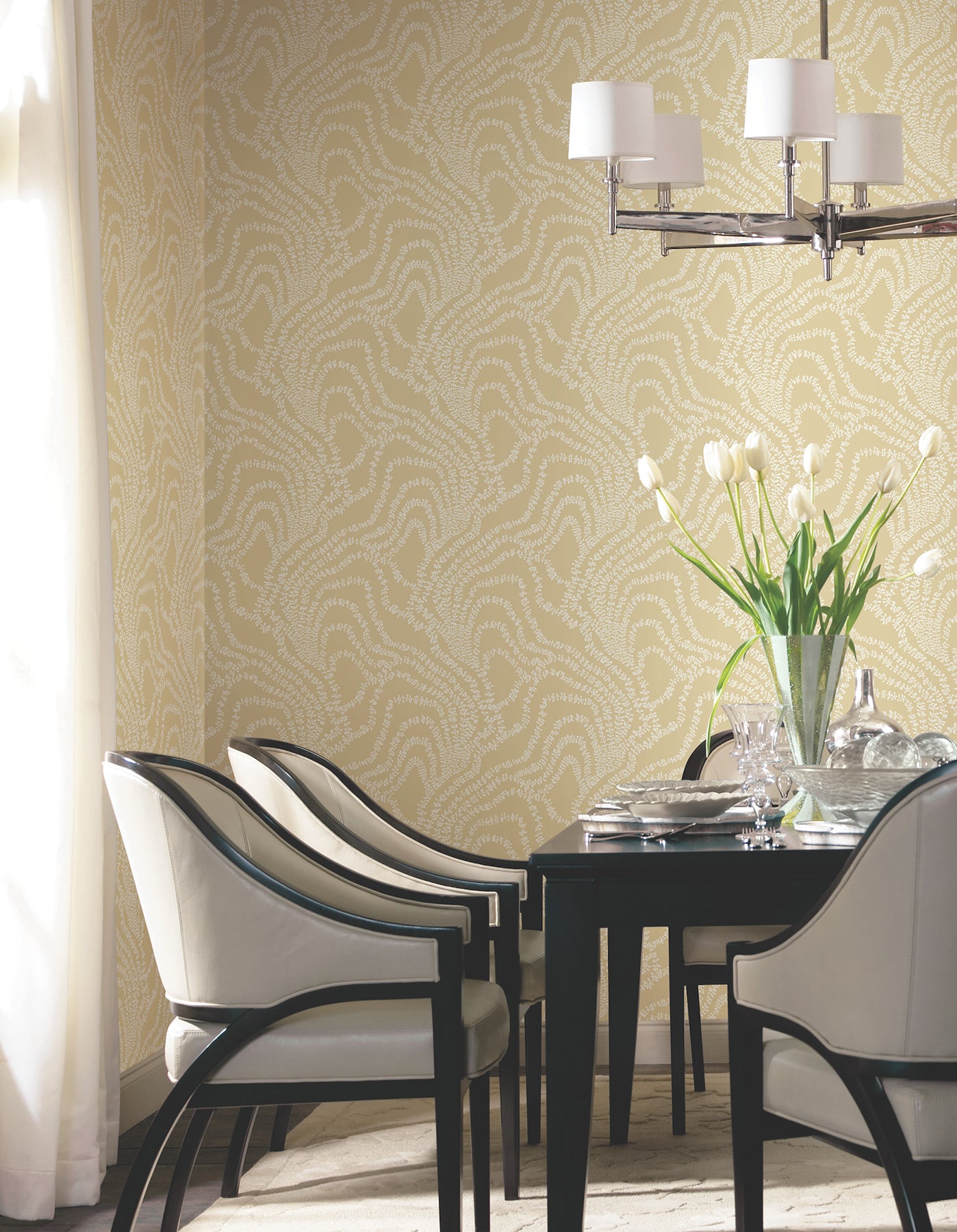 String of Pearls wallpaper in butter color - pattern number VR1515 - by Ronald Redding in the Caviar collection