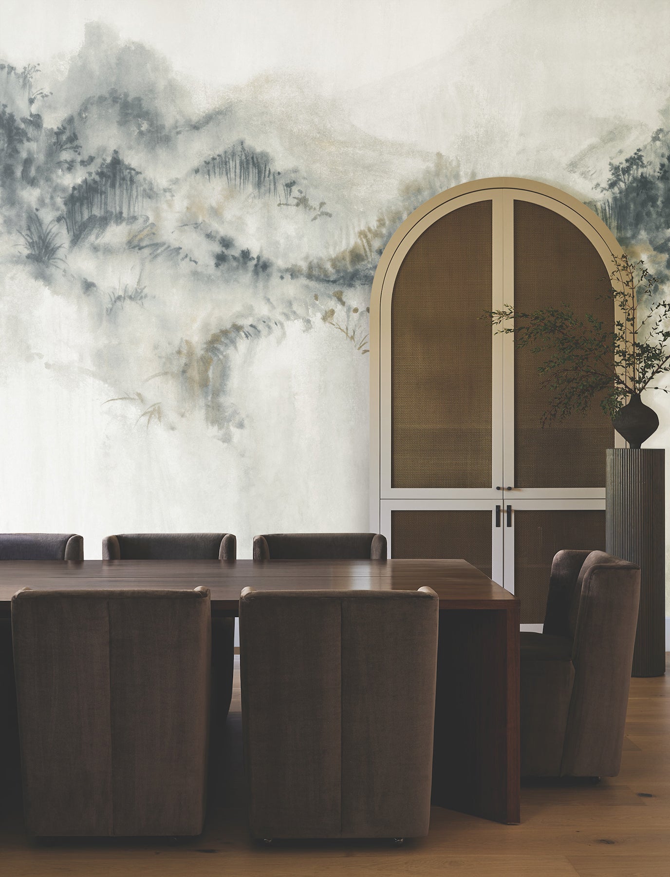 Mystic Overlook 4 Panel mural in grey color - pattern number VR1520M - by Ronald Redding in the Caviar collection