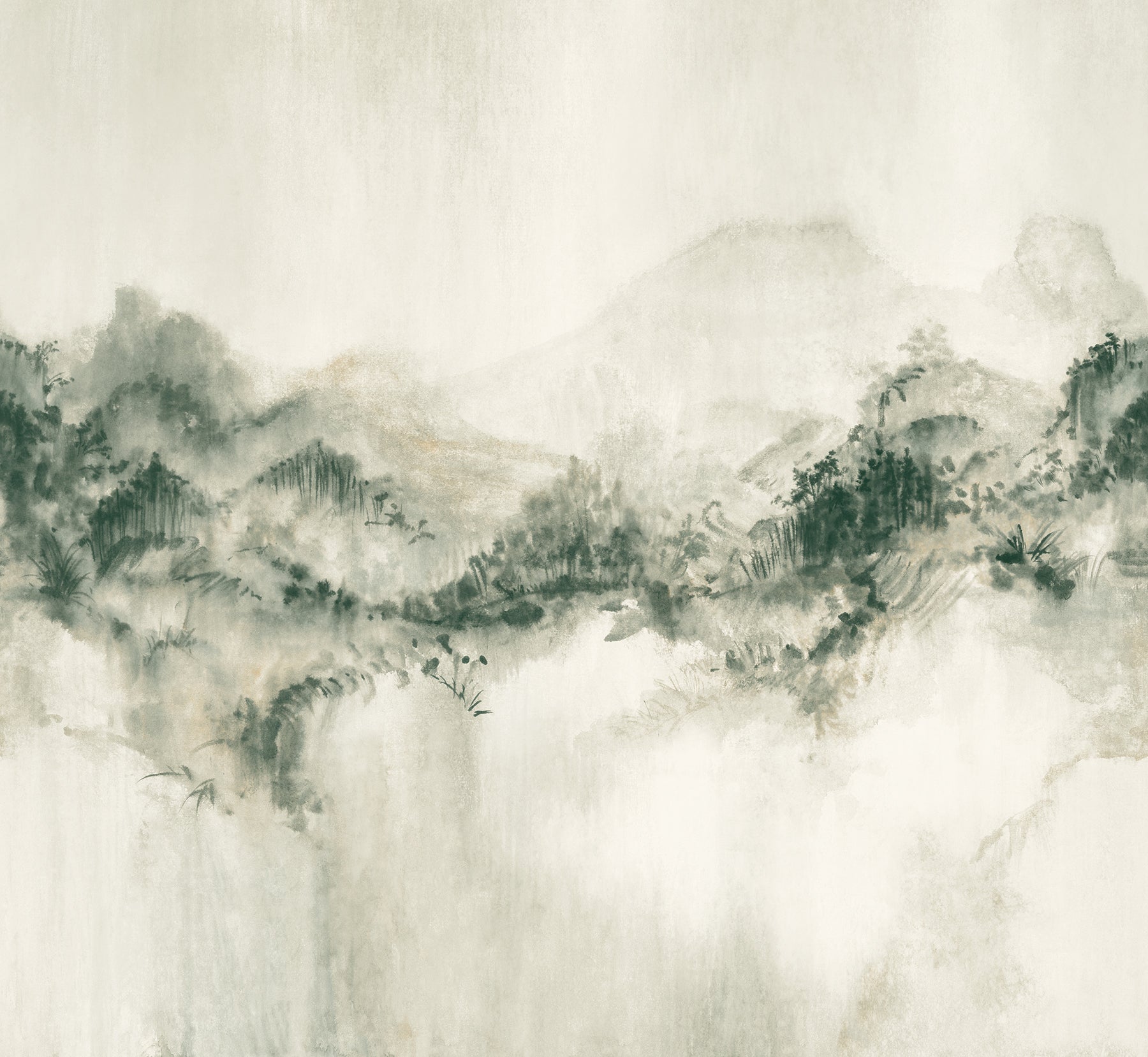 Mystic Overlook 4 Panel mural in green color - pattern number VR1521M - by Ronald Redding in the Caviar collection