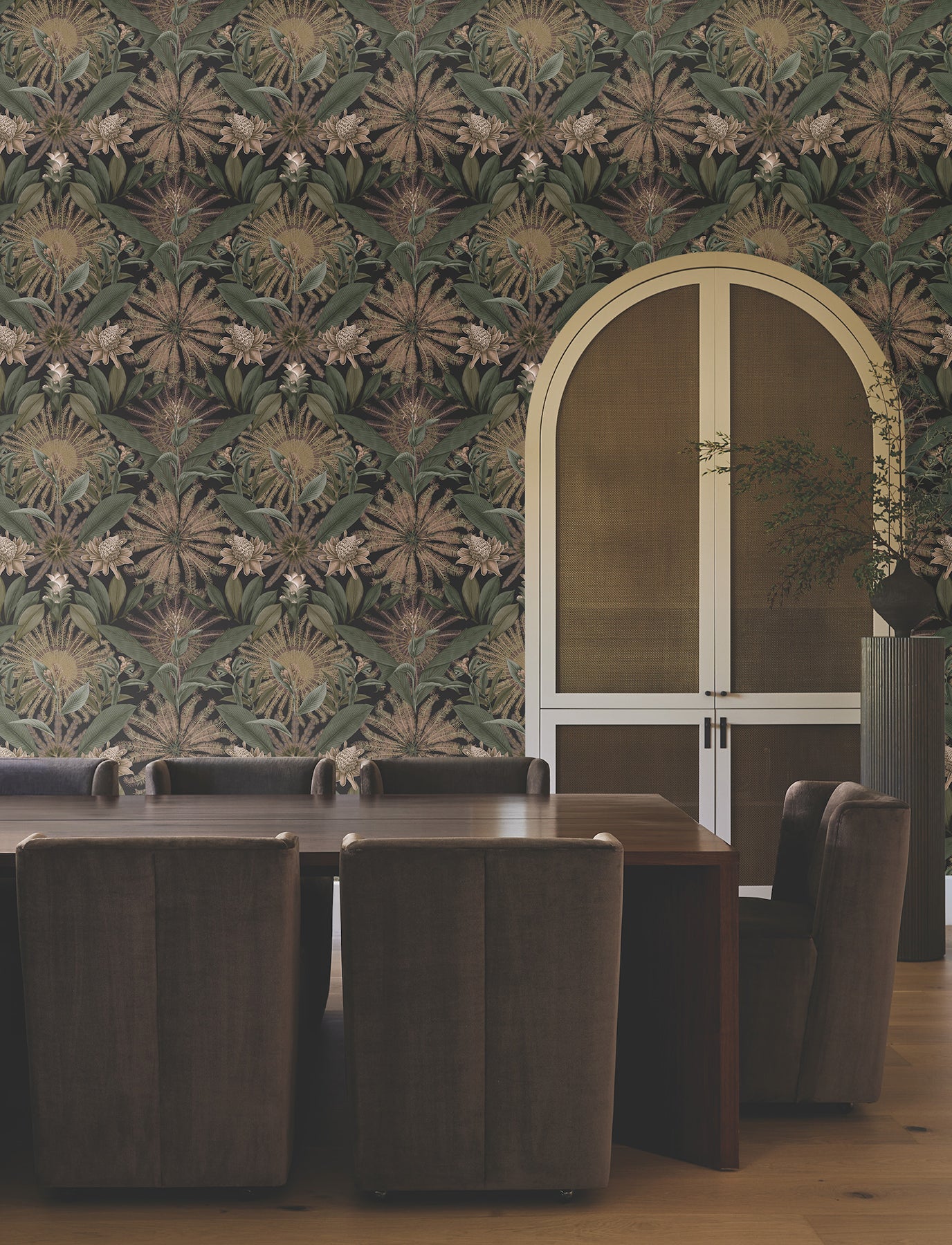Enchanted Garden wallpaper in chocolate color - pattern number VR1529 - by Ronald Redding in the Caviar collection