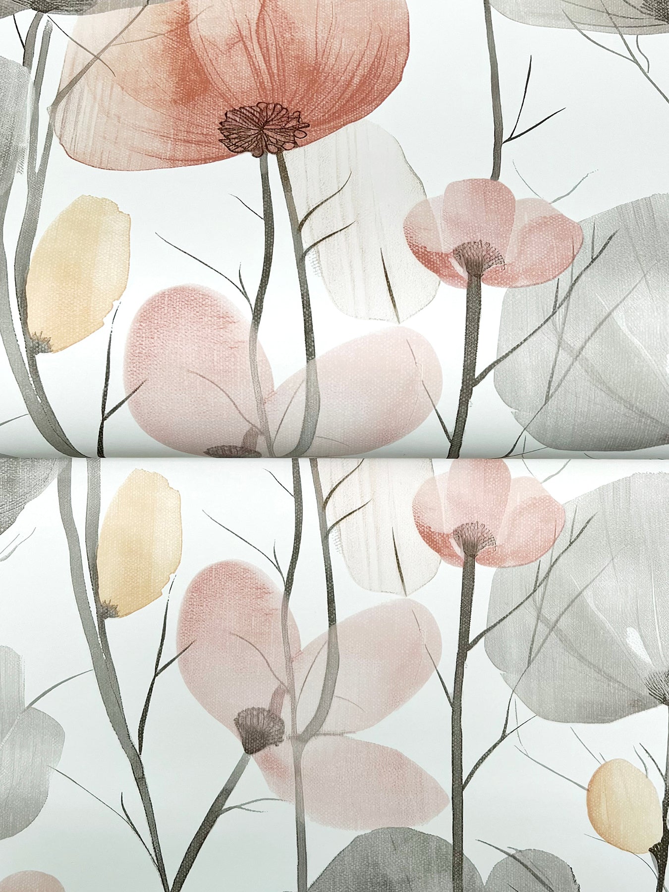 Cotswolds Poppies wallpaper in pastel color - pattern number VR1538 - by Ronald Redding in the Caviar collection