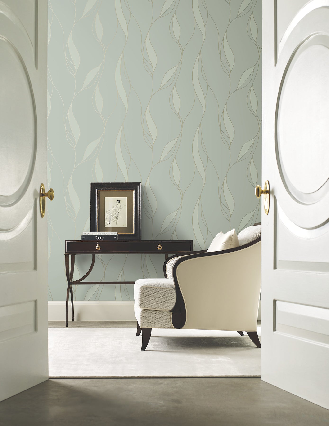 Society Hill wallpaper in mint color - pattern number VR1547 - by Ronald Redding in the Caviar collection