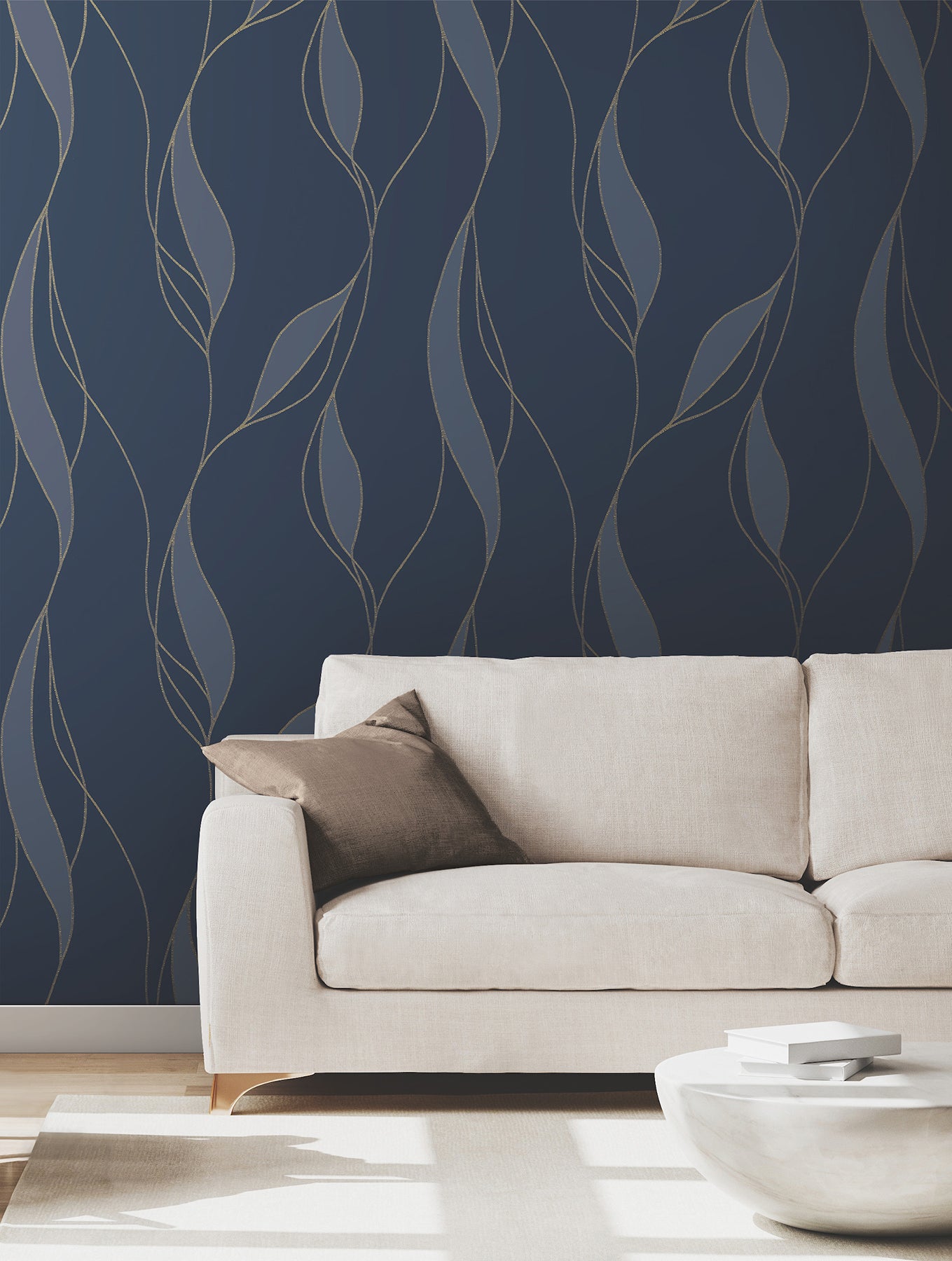 Society Hill wallpaper in navy color - pattern number VR1548 - by Ronald Redding in the Caviar collection