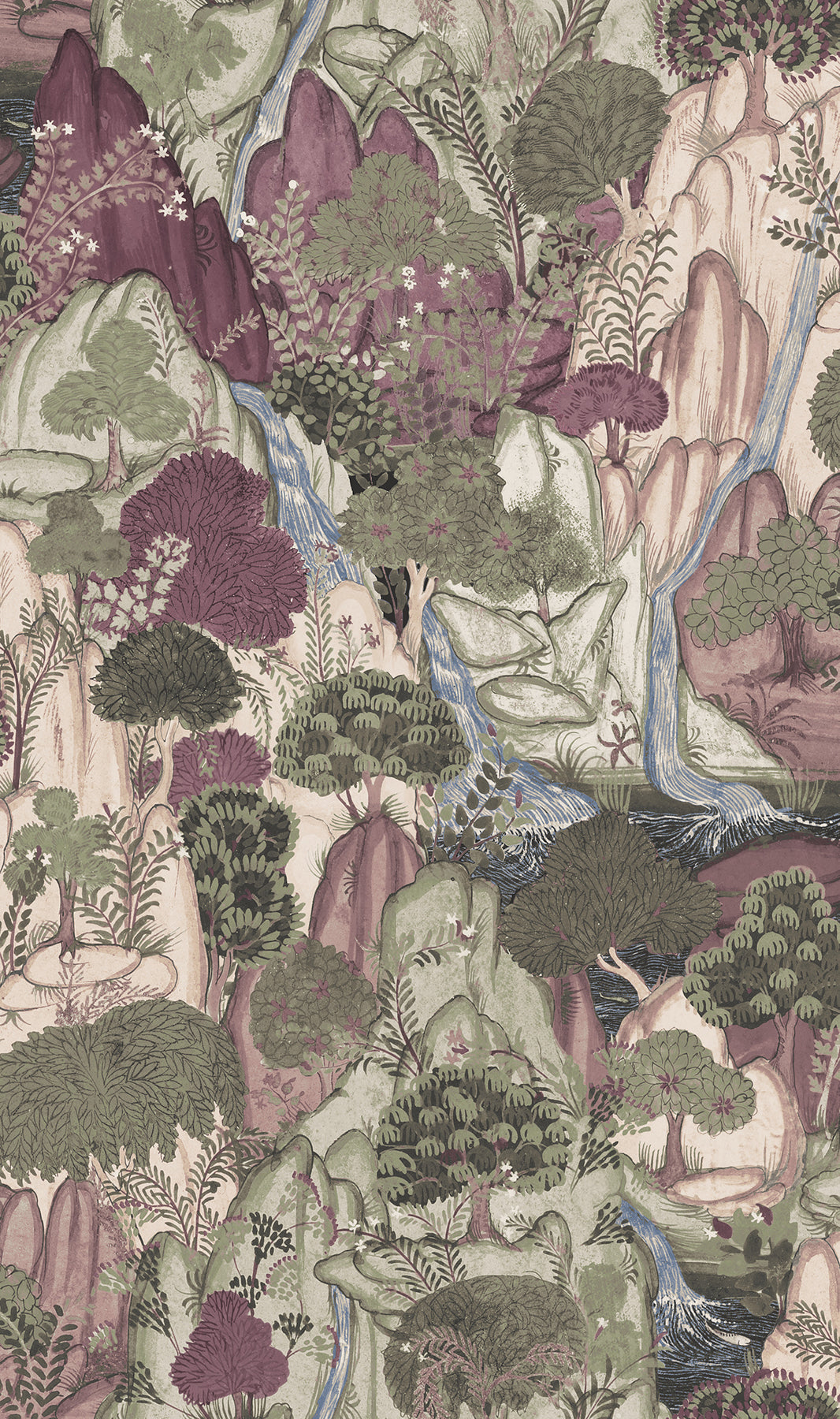 Falling Waters wallpaper in plum color - pattern number VR1556 - by Ronald Redding in the Caviar collection