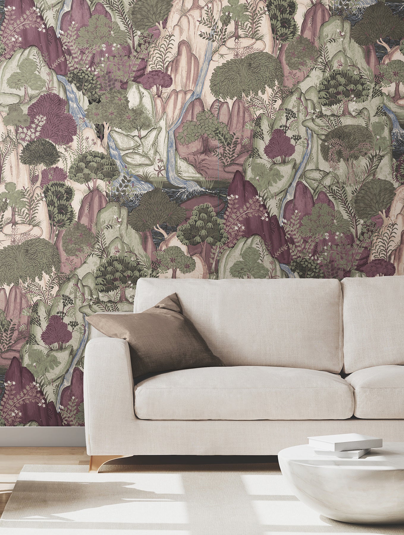 Falling Waters wallpaper in plum color - pattern number VR1556 - by Ronald Redding in the Caviar collection