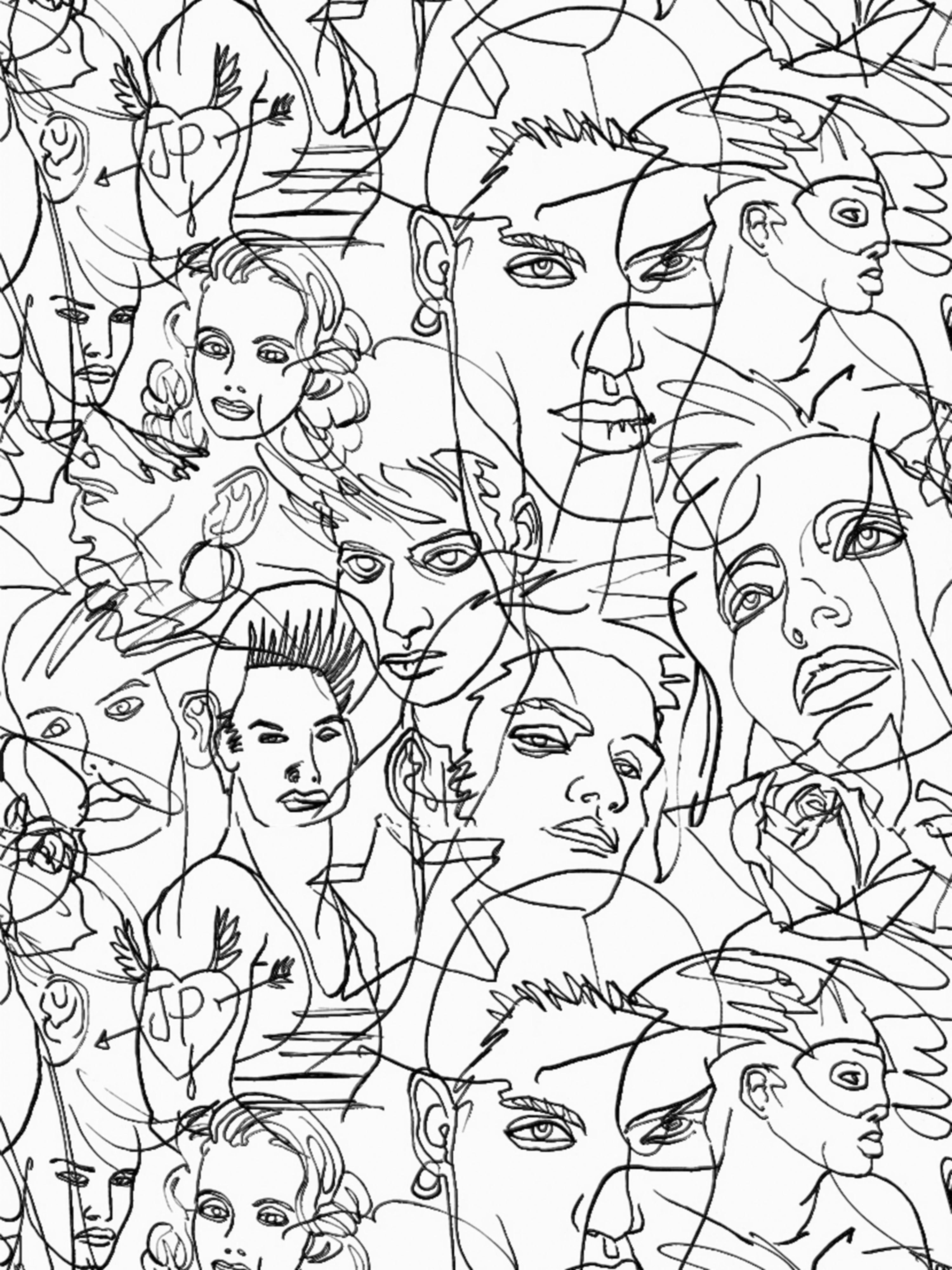 Croquis wallpaper in ecru noir color - pattern number WH 000013322 - by Scalamandre in the collection