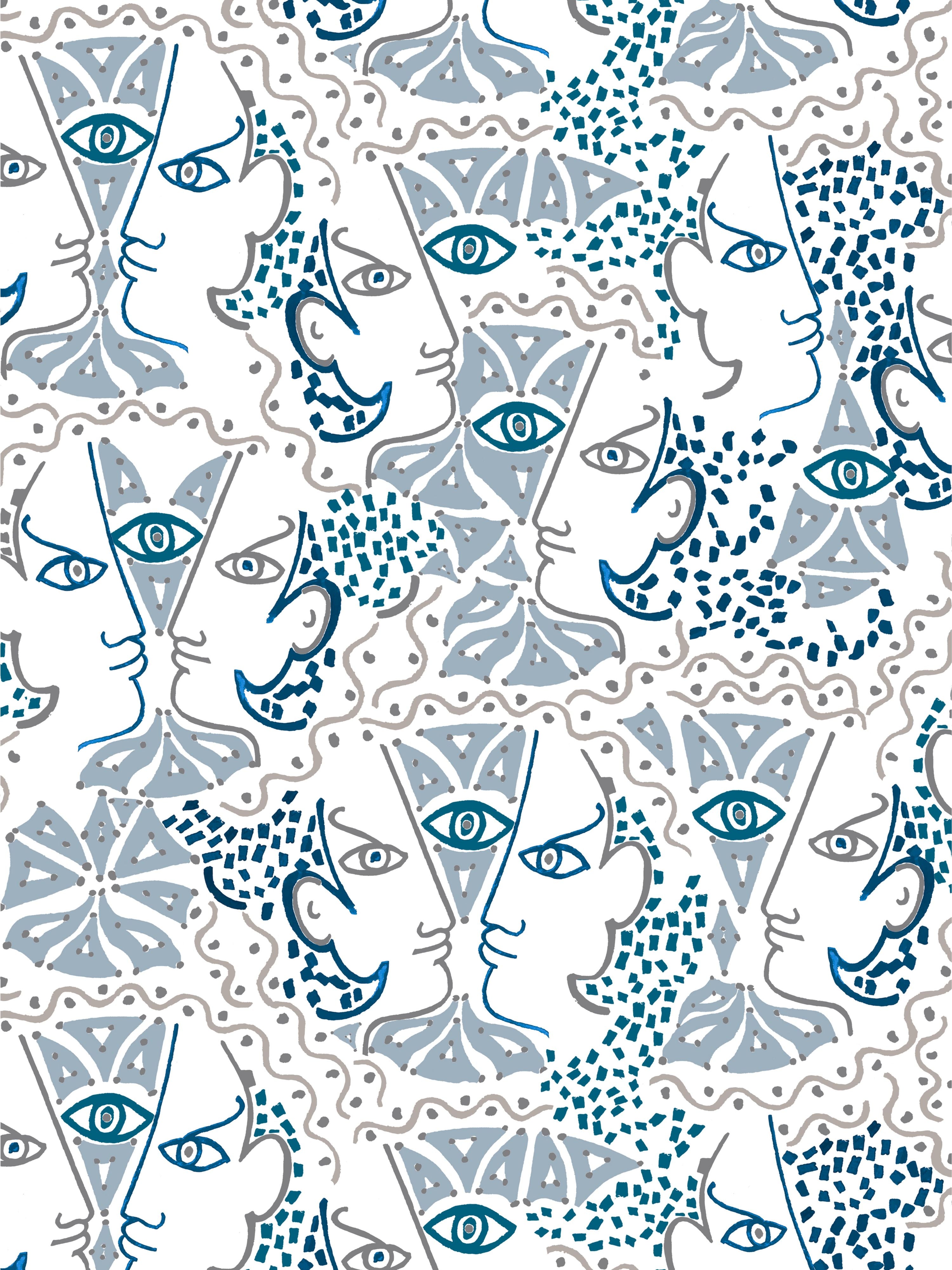 Union wallpaper in azur color - pattern number WH 000016468 - by Scalamandre in the collection
