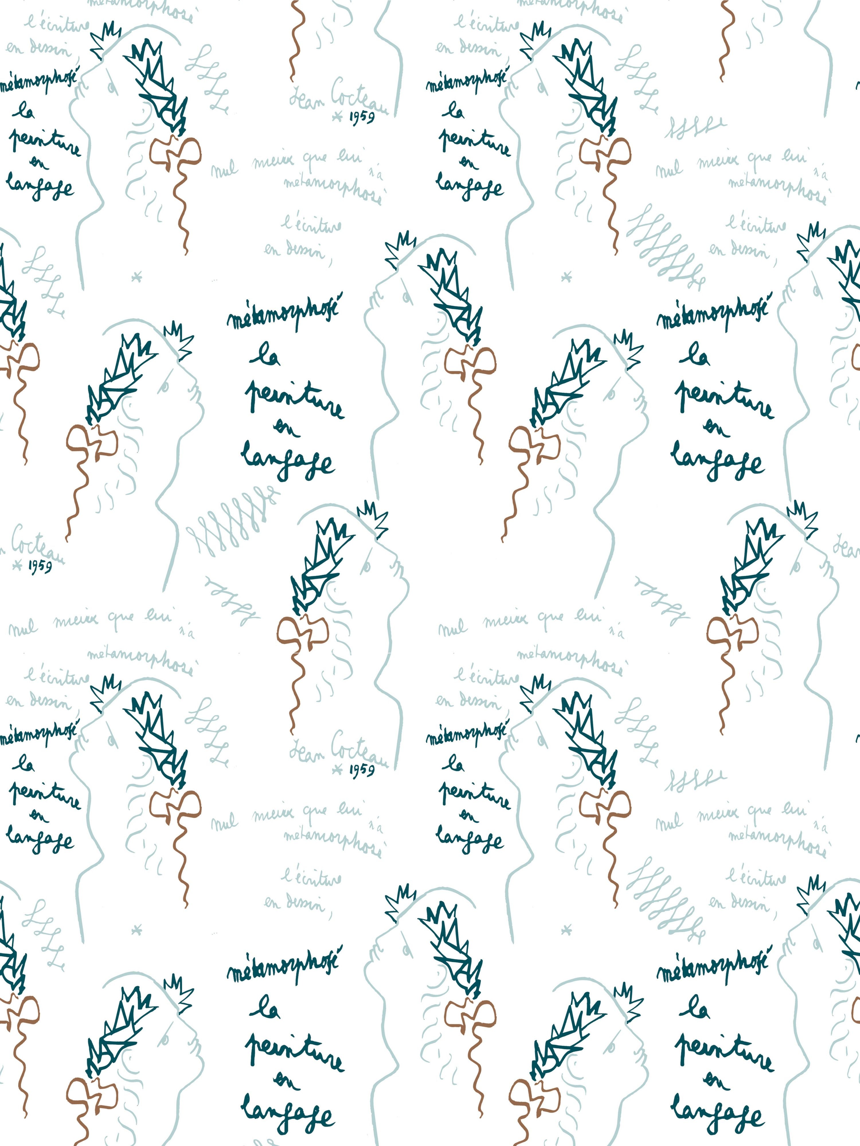 Ecriture wallpaper in ciel color - pattern number WH 000026465 - by Scalamandre in the collection