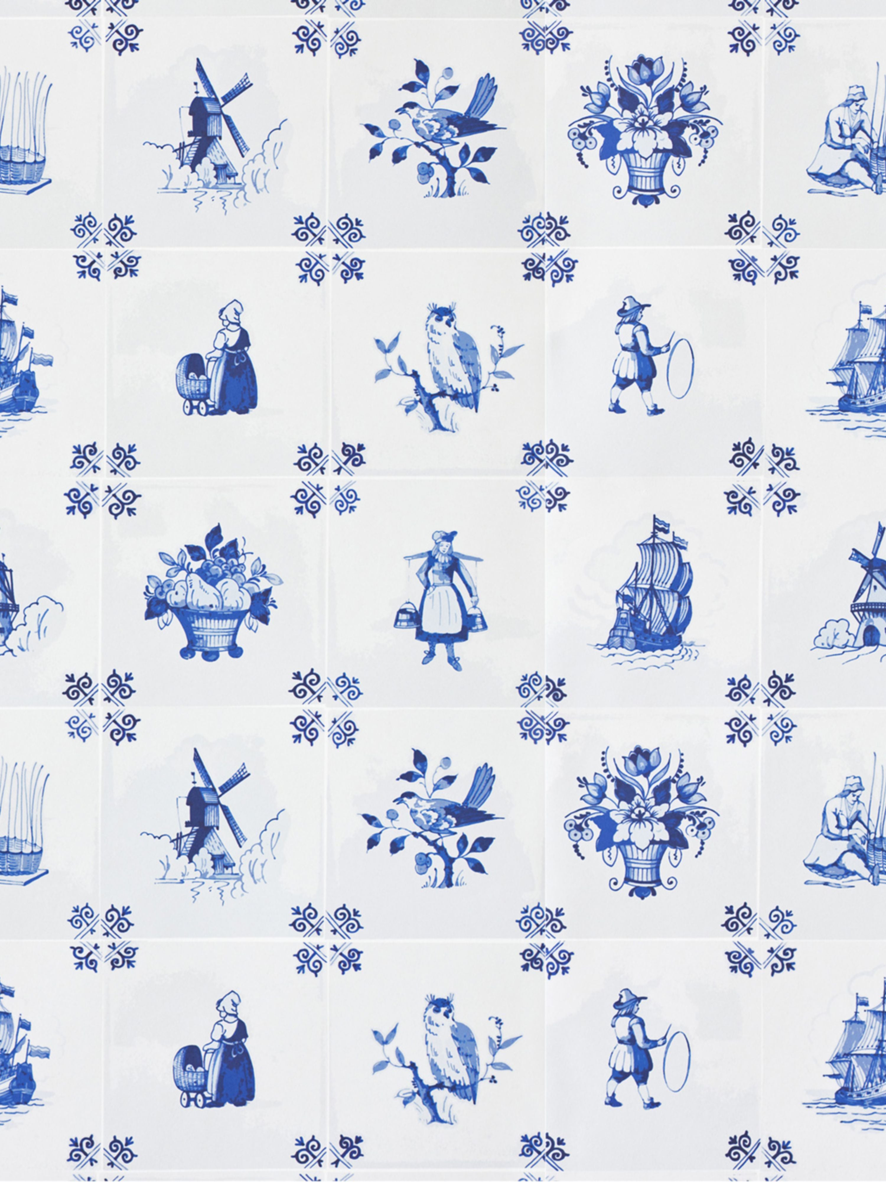 Tile Play wallpaper in blue color - pattern number WNM 0001TILE - by Scalamandre in the collection