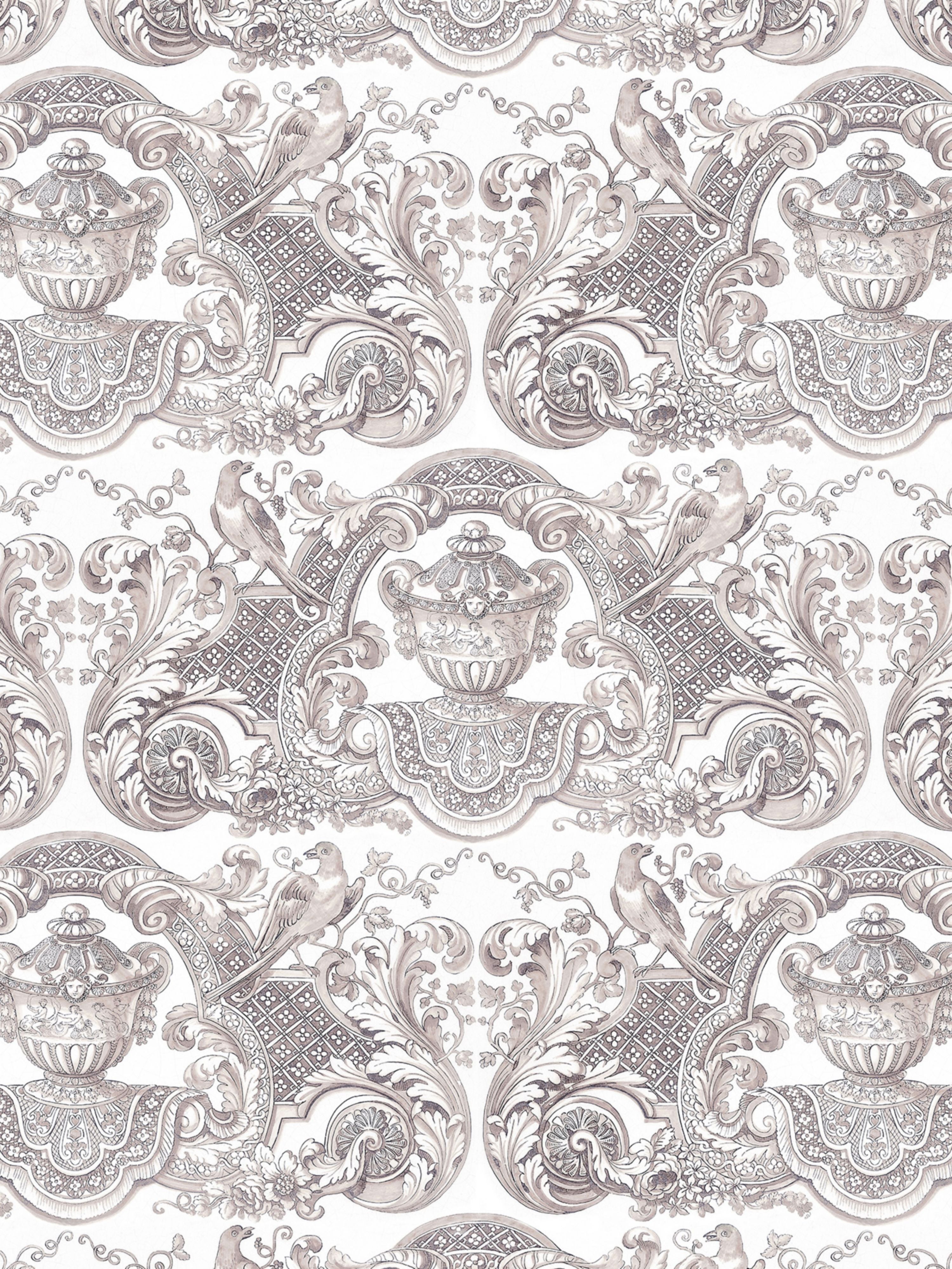 William and Mary wallpaper in french gray color - pattern number WNM 0001WMMY - by Scalamandre in the collection