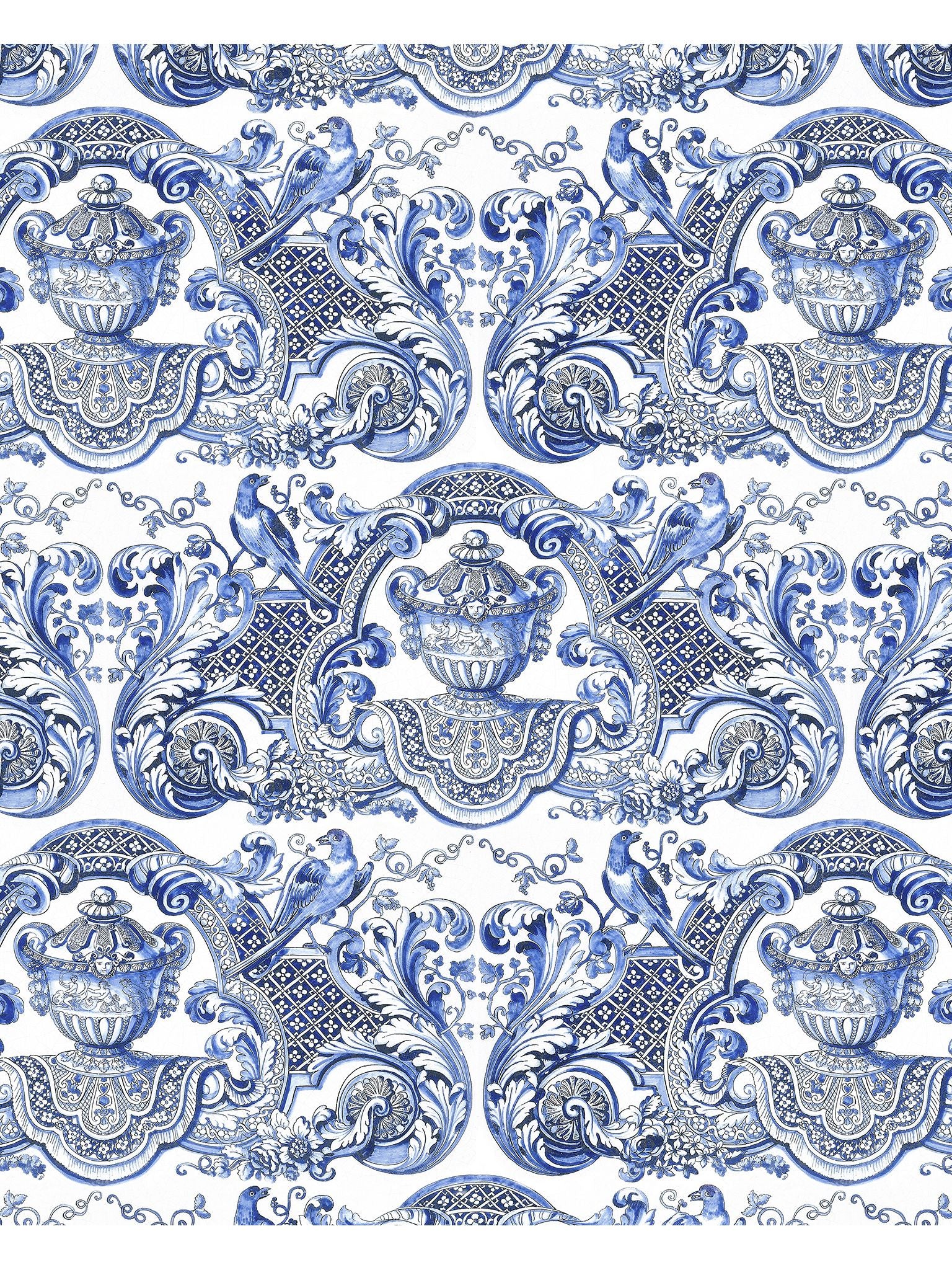 William and Mary fabric in blue color - pattern number WNM 0002WMMY - by Scalamandre in the collection