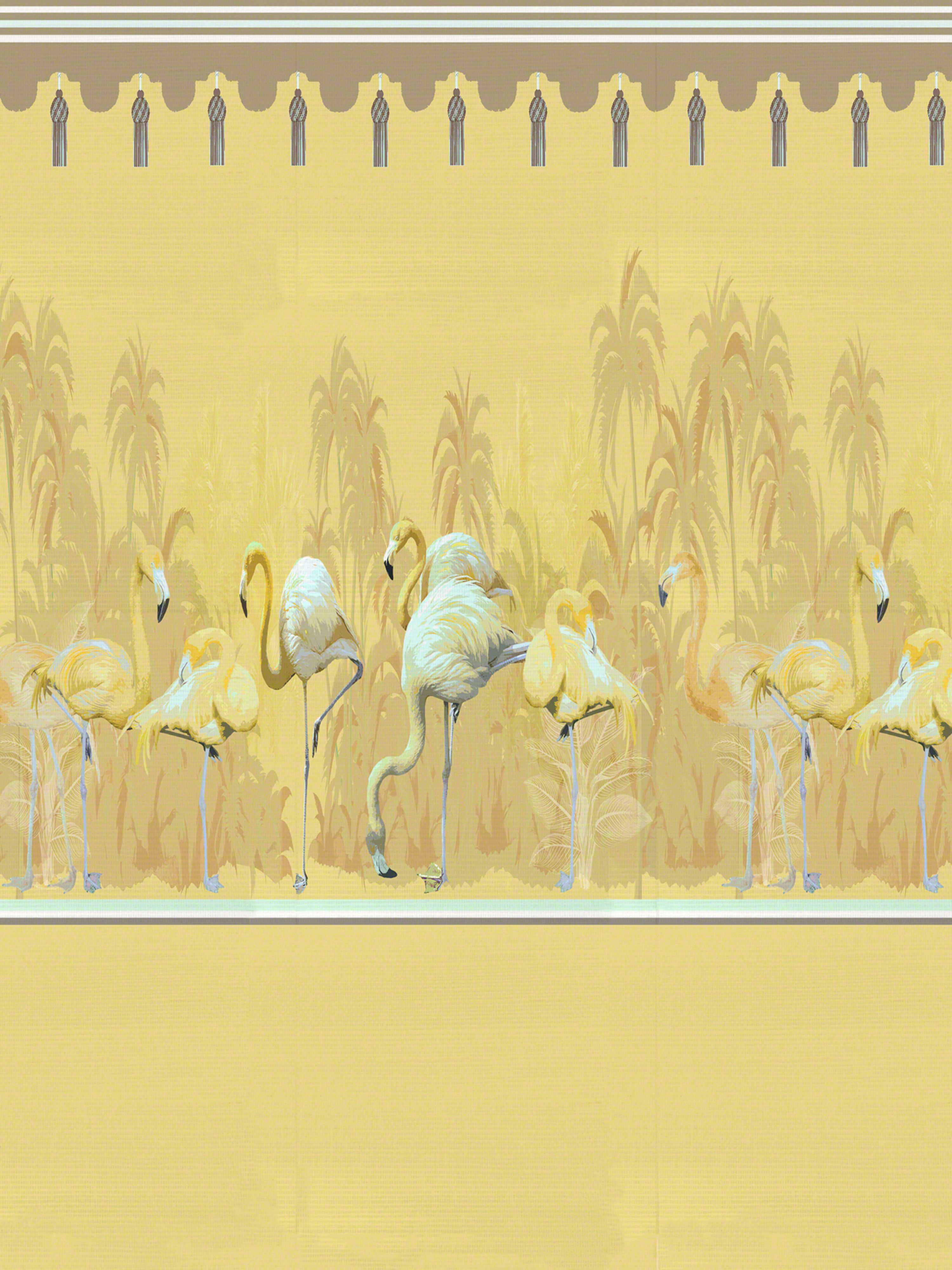 Palm Springs Dyptich Right Panel wallpaper in golden color - pattern number WNM 0003PSRP - by Scalamandre in the collection